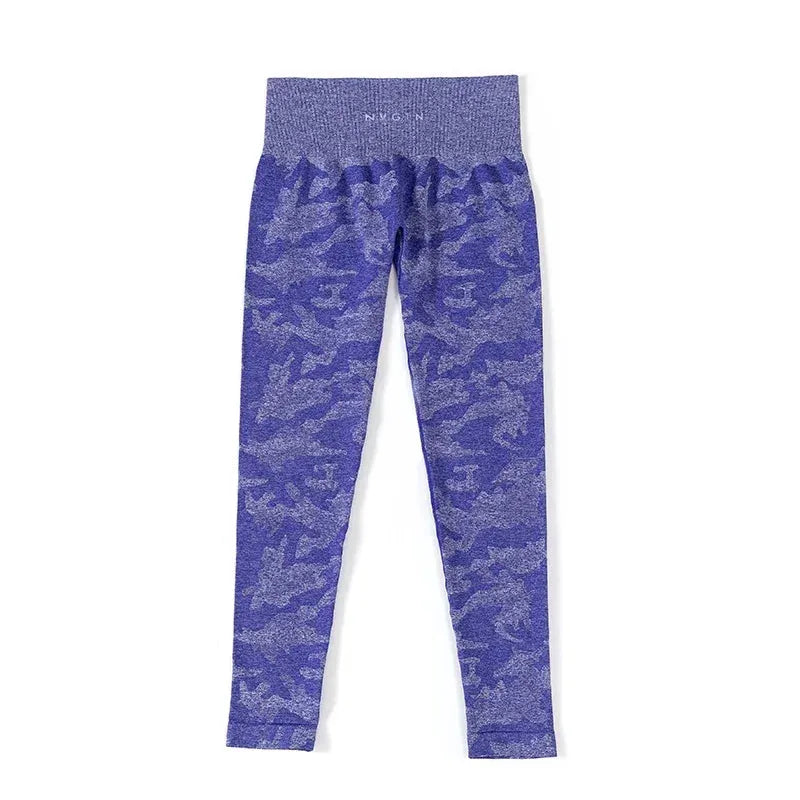 NVGTN Camo Seamless Workout Leggings for Women - Butt Lifting Yoga Pants with Stretch Fabric, High Waist Gym Tights & Fitness Outfits in Fuchsia Nylon - Perfect for Yoga, Running & Gym Training