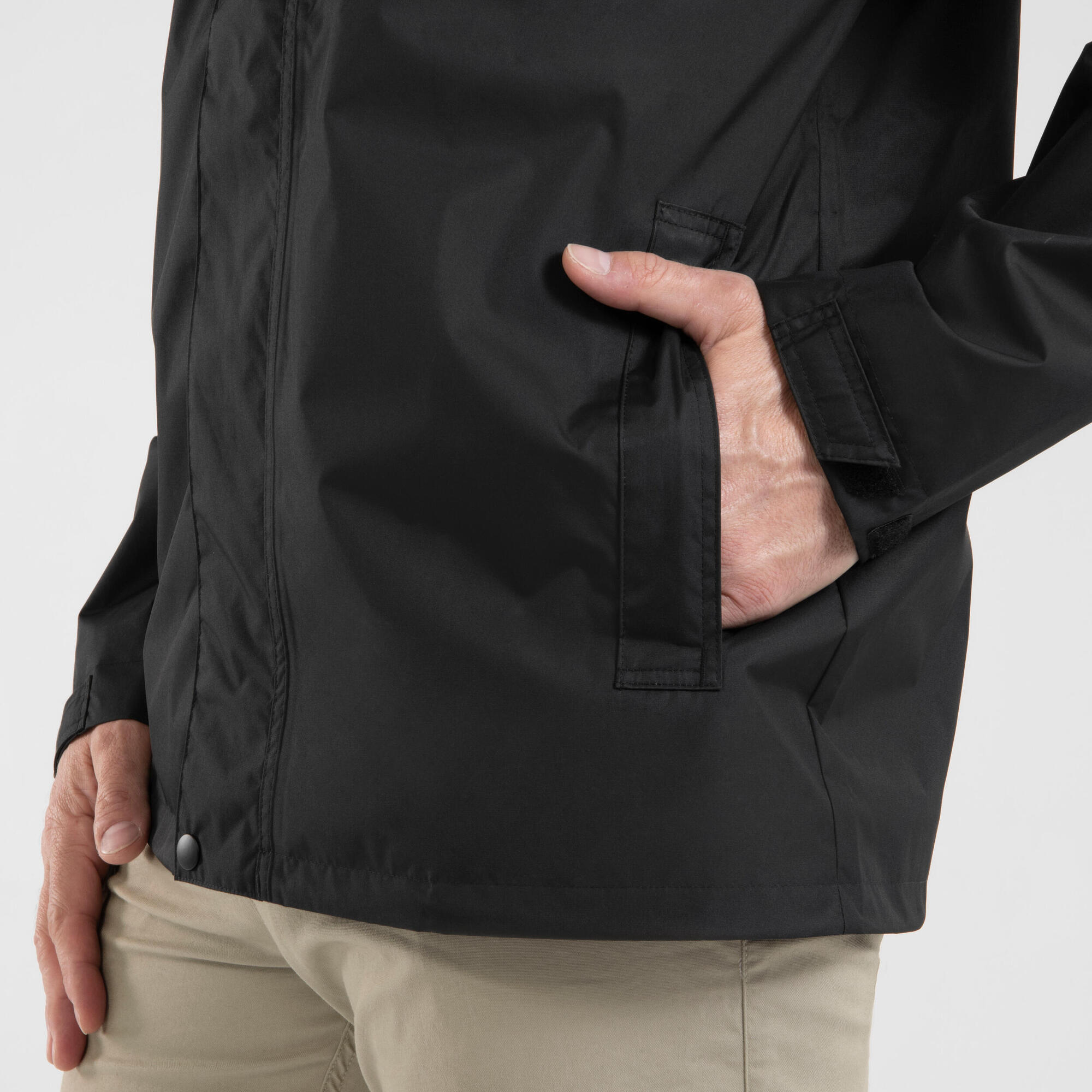 Quechua Men's NH500 Waterproof Rain Jacket - Lightweight Windproof Hiking Jacket for Outdoor Adventures & Travel