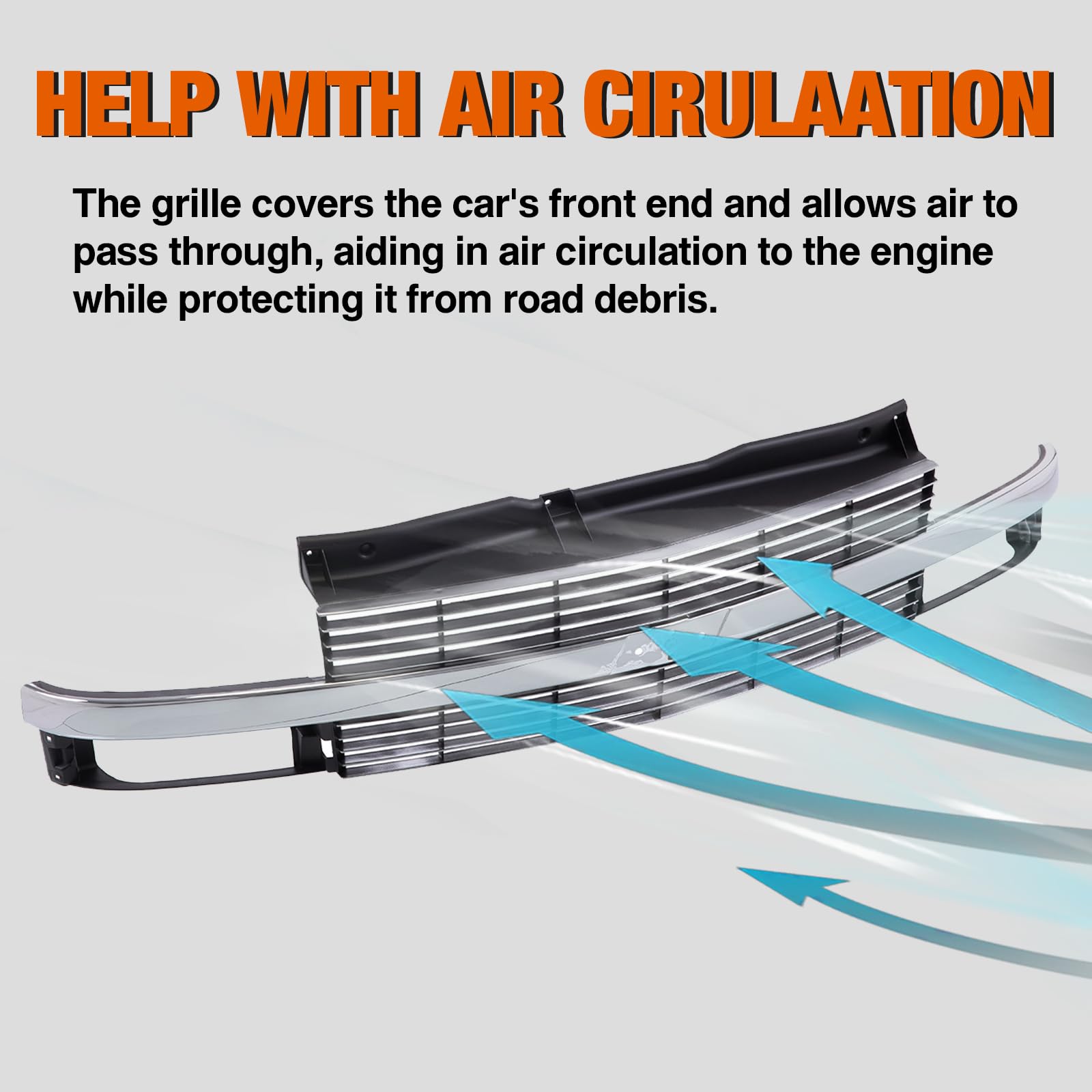 Chrome & Silver Gray Front Grille Grill for 1995-2005 Chevy Astro - Compatible with Composite Headlight Holes | Durable Replacement Car Part for Off-Road & Custom Builds