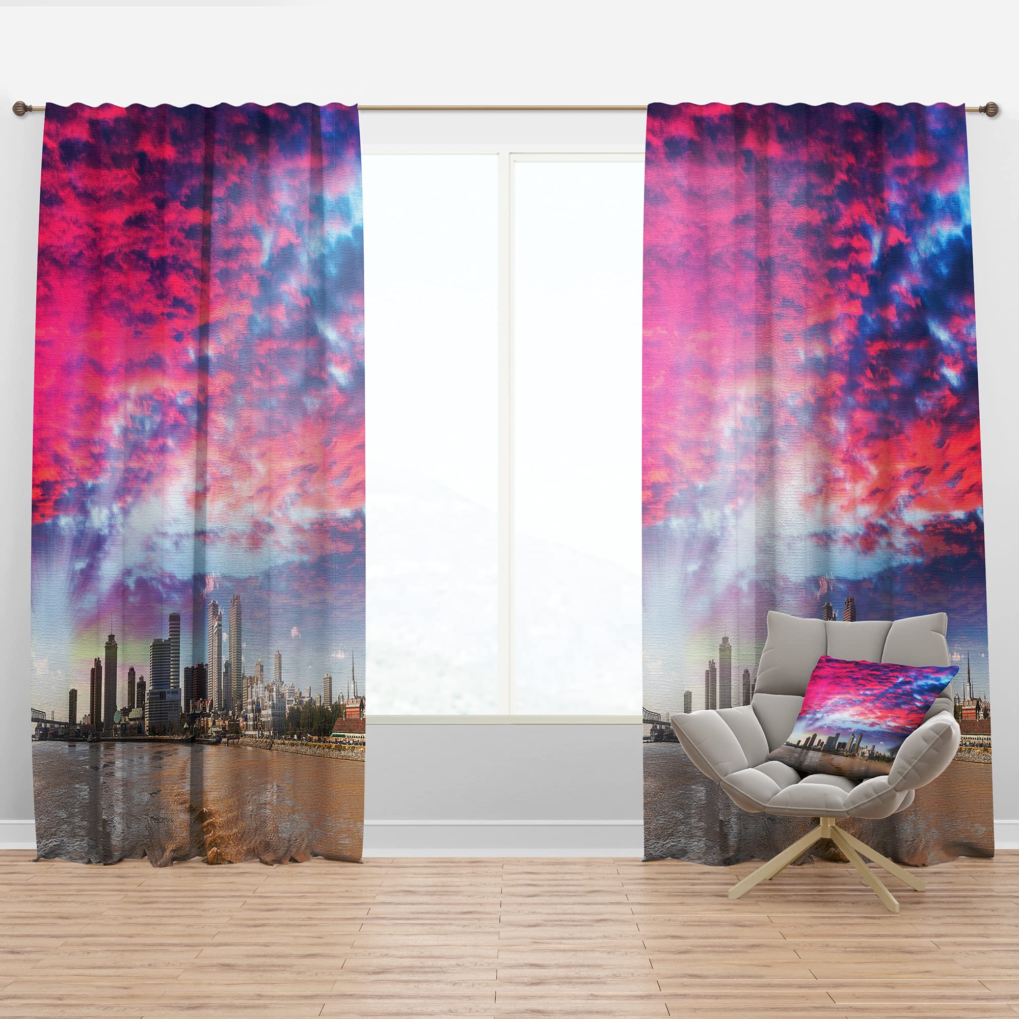 DesignQ Thermal Insulated Blackout Curtains - New Orleans Cityscape Skyline Print - 52x84 Inch Single Panel for Bedroom & Living Room - Perfect for Home Decor, Privacy & Light Blocking