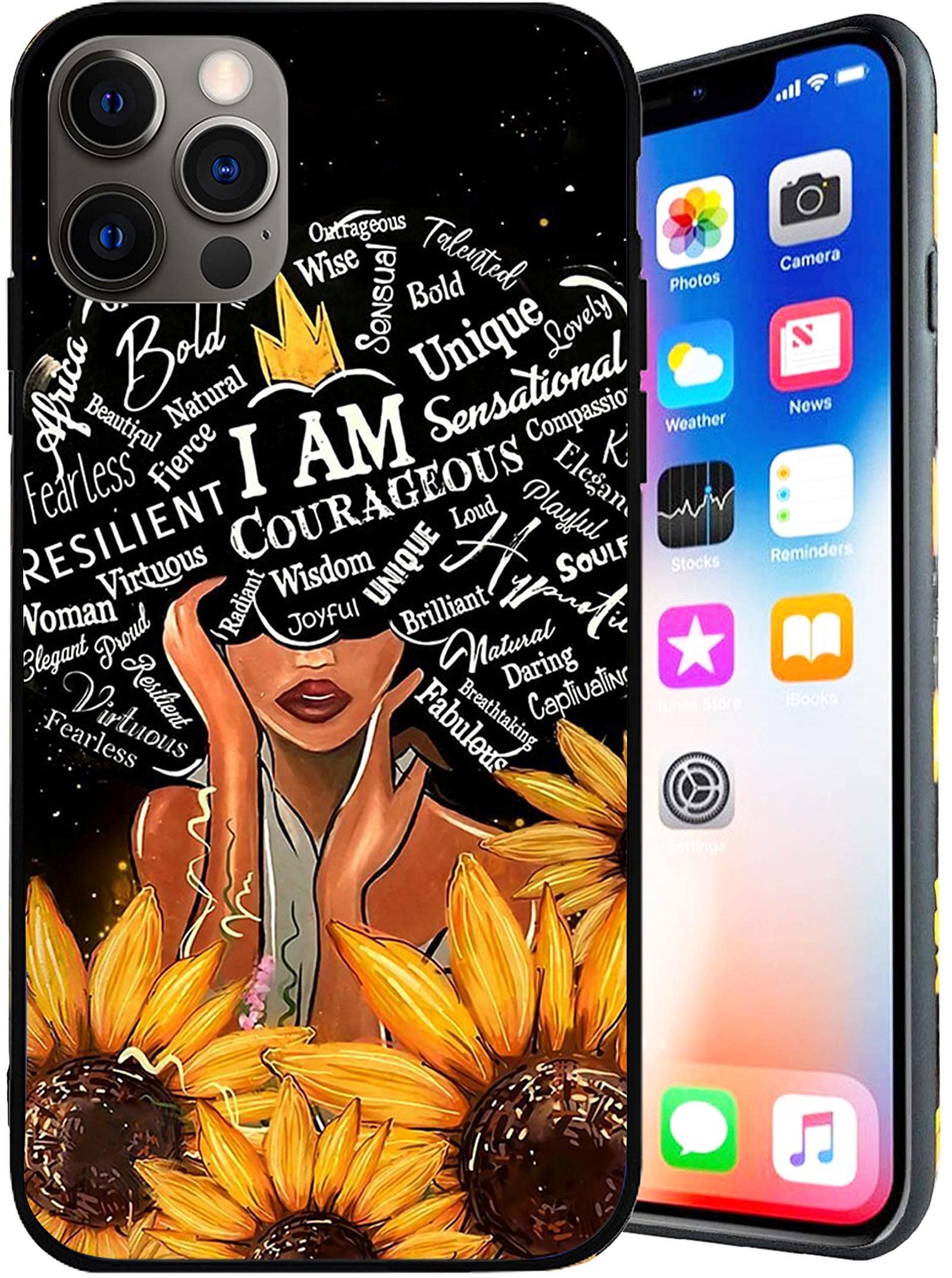 Premium African Art Sunflowers iPhone 12 Pro Max Case - Soft TPU Shockproof Full Body Protection Cover for Men & Women (6.7 Inch) - Perfect for Travel, Work & Daily Use