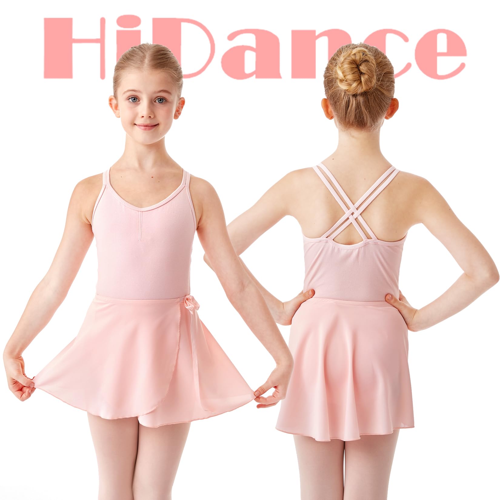 HiDance Girls Ballet Leotard with Skirt & Tights - Toddler Dance Dress Outfit Combo for Ballet Class, Recital, and Performance