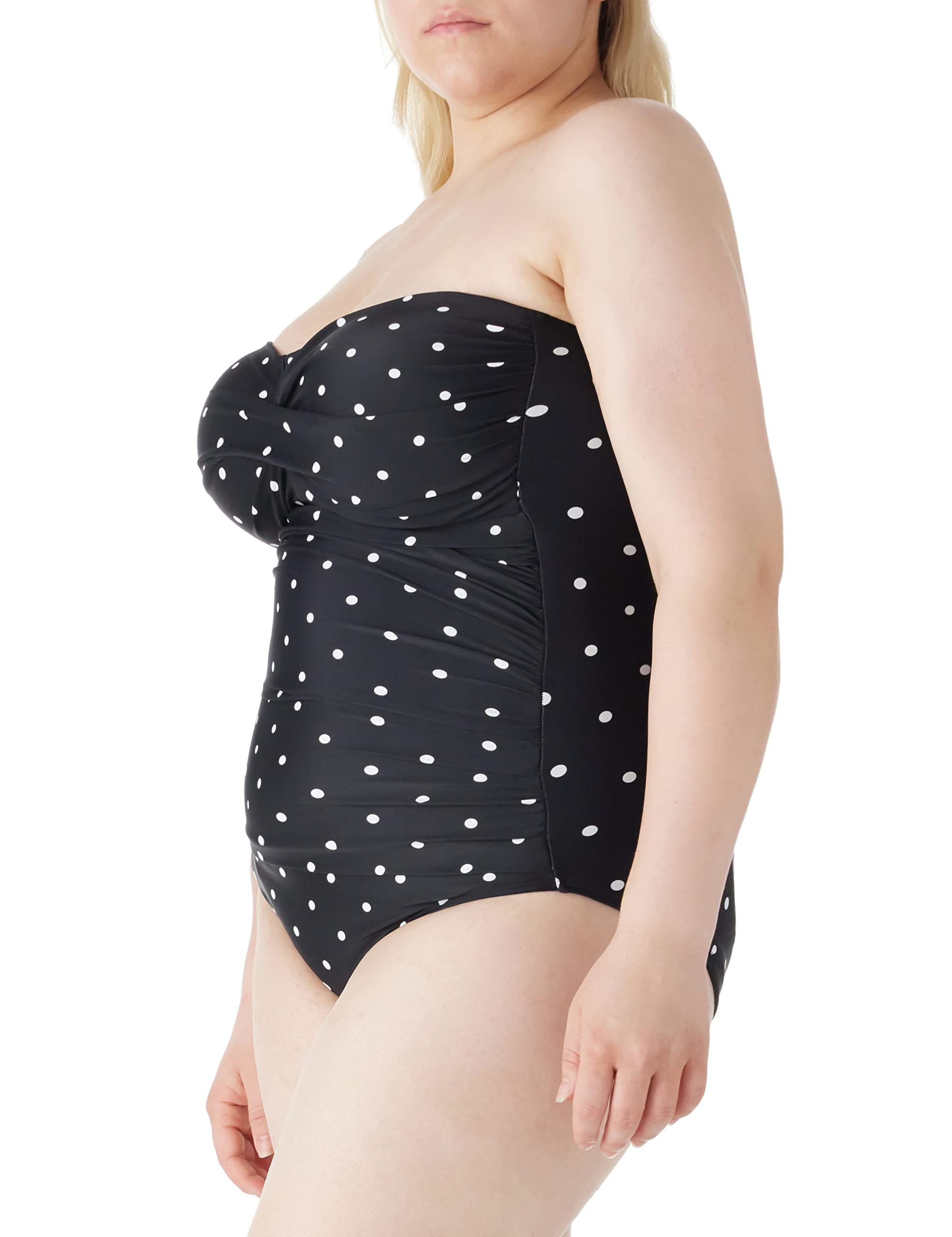 Ocean Blues Women's Bandeau One Piece Swimsuit - Molded Cups & Tummy Control Shirring Bathing Suit for Beach, Pool & Summer Vacations