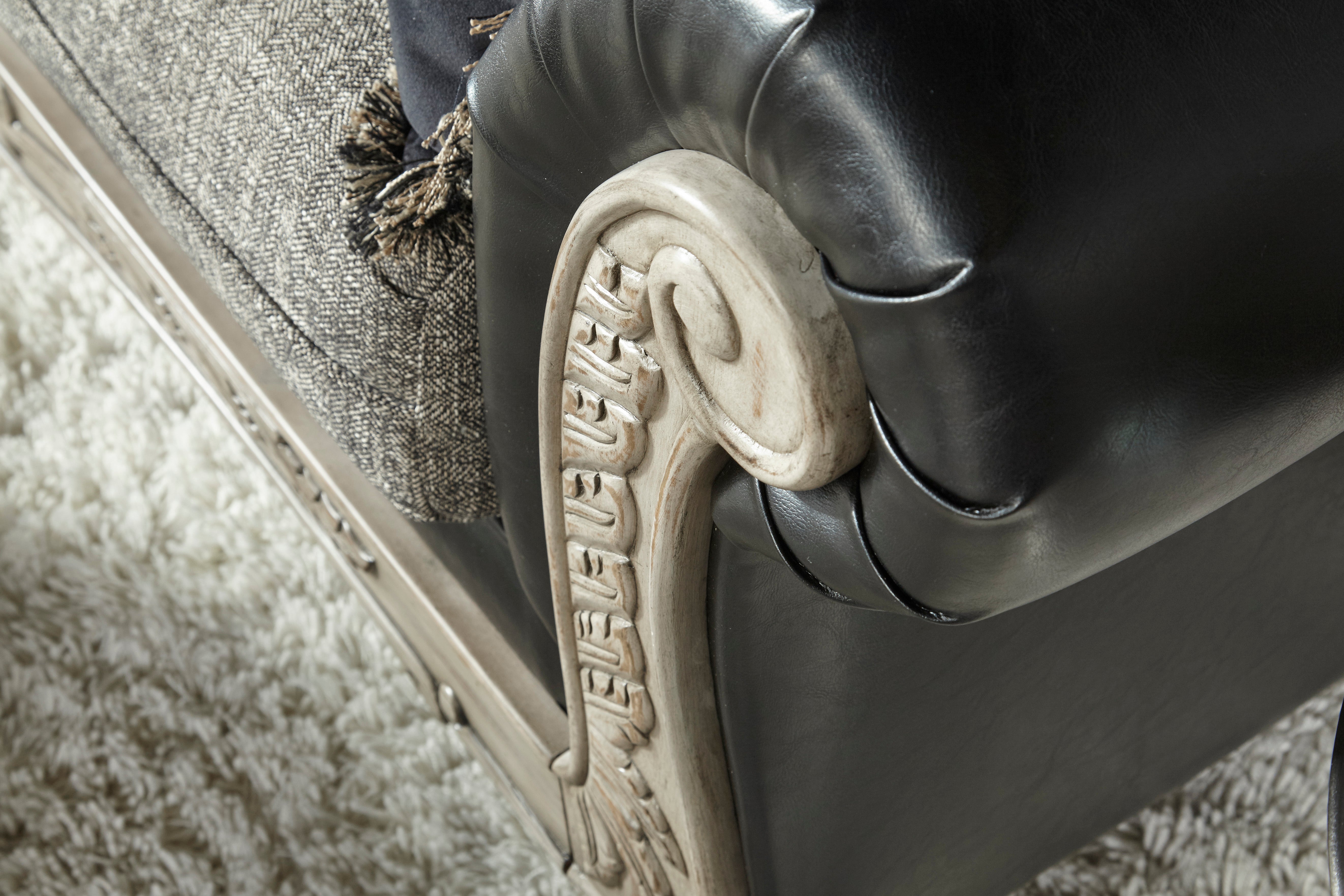 San Marino 2-Tone Fabric & Wooden Frame Loveseat in Ebony - Perfect for Living Rooms, Bedrooms & Small Spaces