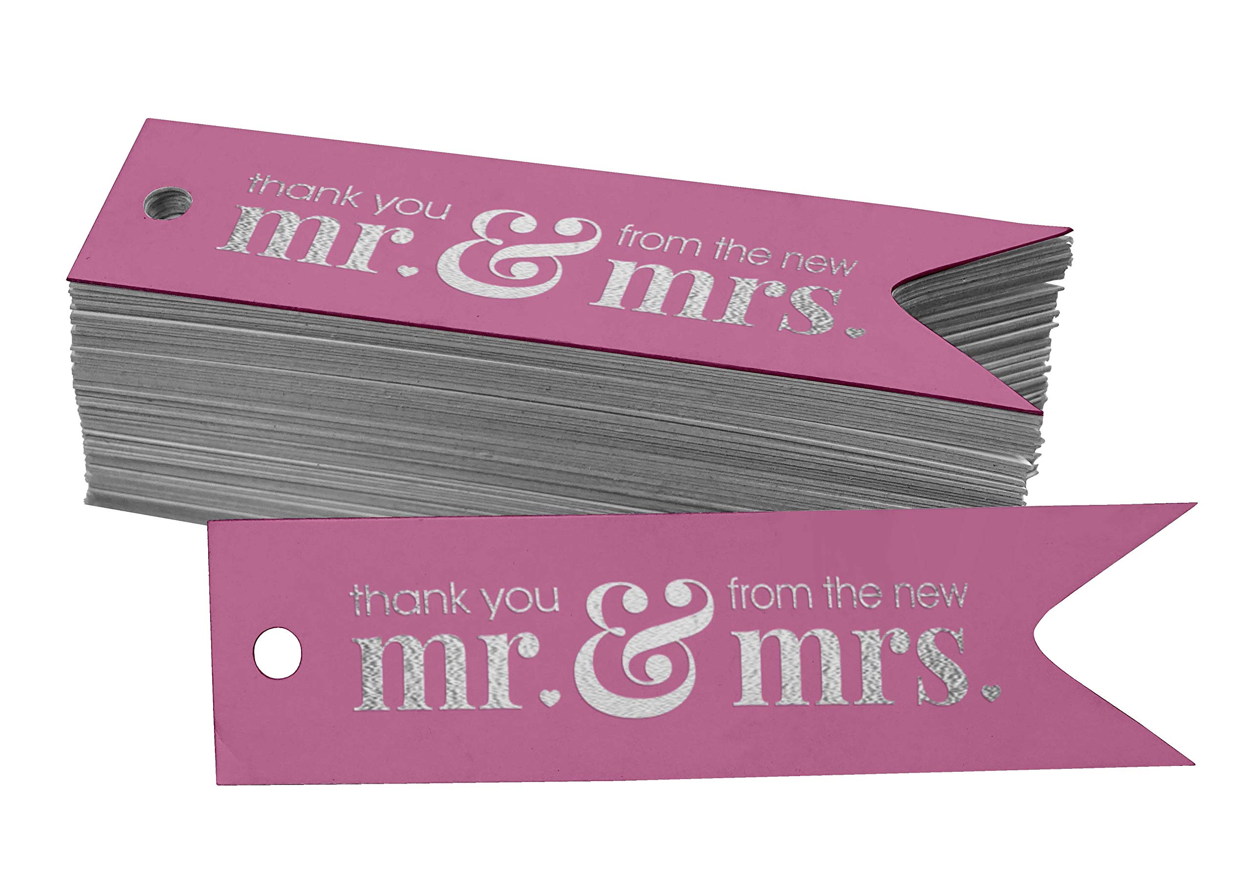 100pcs Real Silver Foil Wedding Thank You Tags - Elegant Favor Hanging Paper Tags for Bridal Shower, Anniversary & Special Occasions