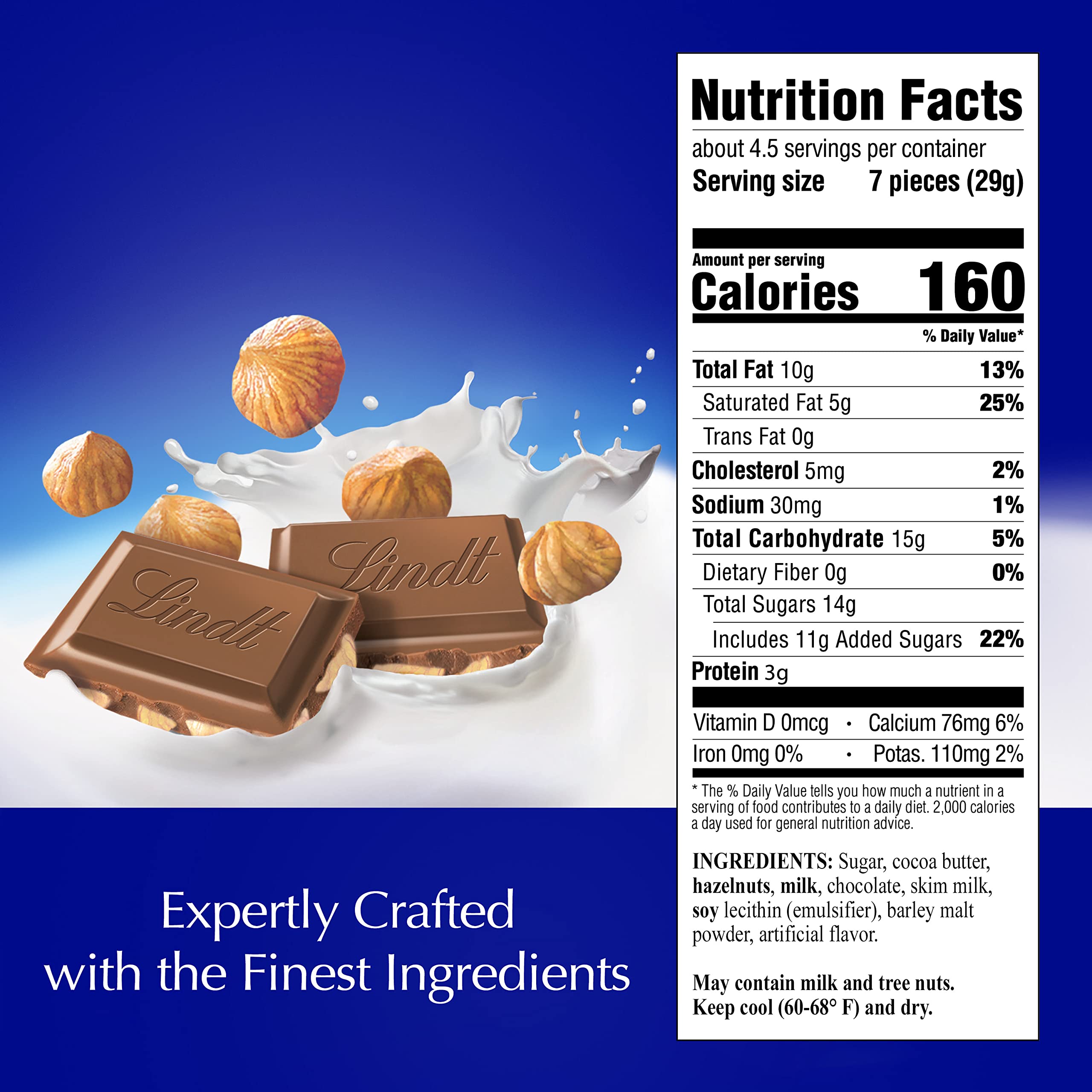 Lindt CLASSIC RECIPE Hazelnut Milk Chocolate Candy Bar 4.4 oz - Premium Swiss Chocolate for Gifts, Desserts & Snacking