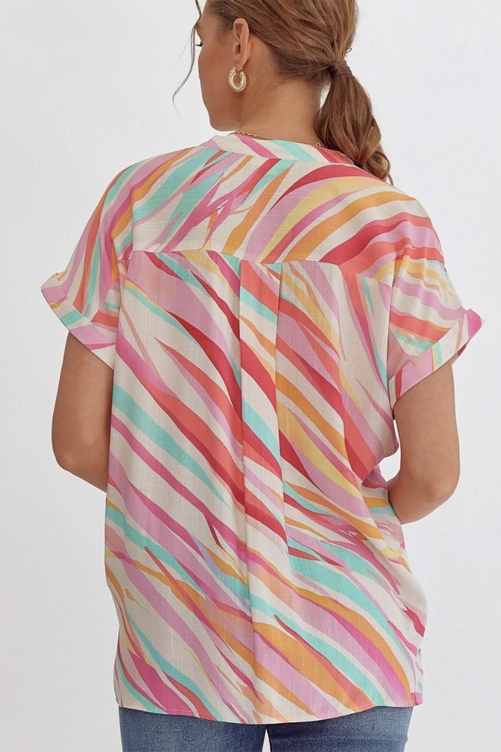 Stylish Plus Size Abstract Print Blouse in White - Perfect for Casual Outings & Office Wear