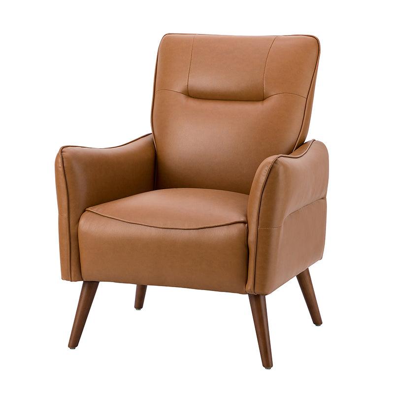 Clara Vegan Leather Armchair - Modern PU Leather Lounge Chair for Living Room, Office & Bedroom - Comfortable Mid-Century Style Accent Chair with Sturdy Metal Legs