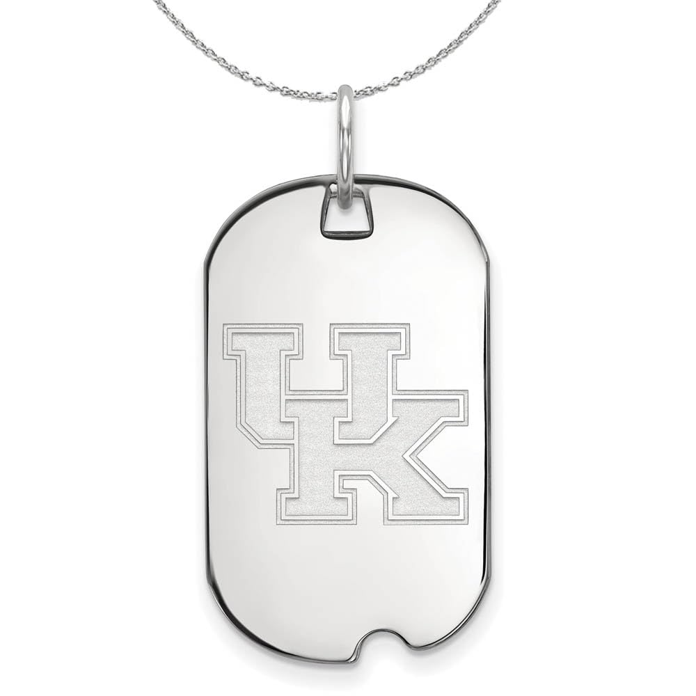 Kentucky Wildcats Sterling Silver Dog Tag Pendant Necklace - Black Bow Charm - Perfect for UK Alumni Gifts & College Sports Fans Jewelry
