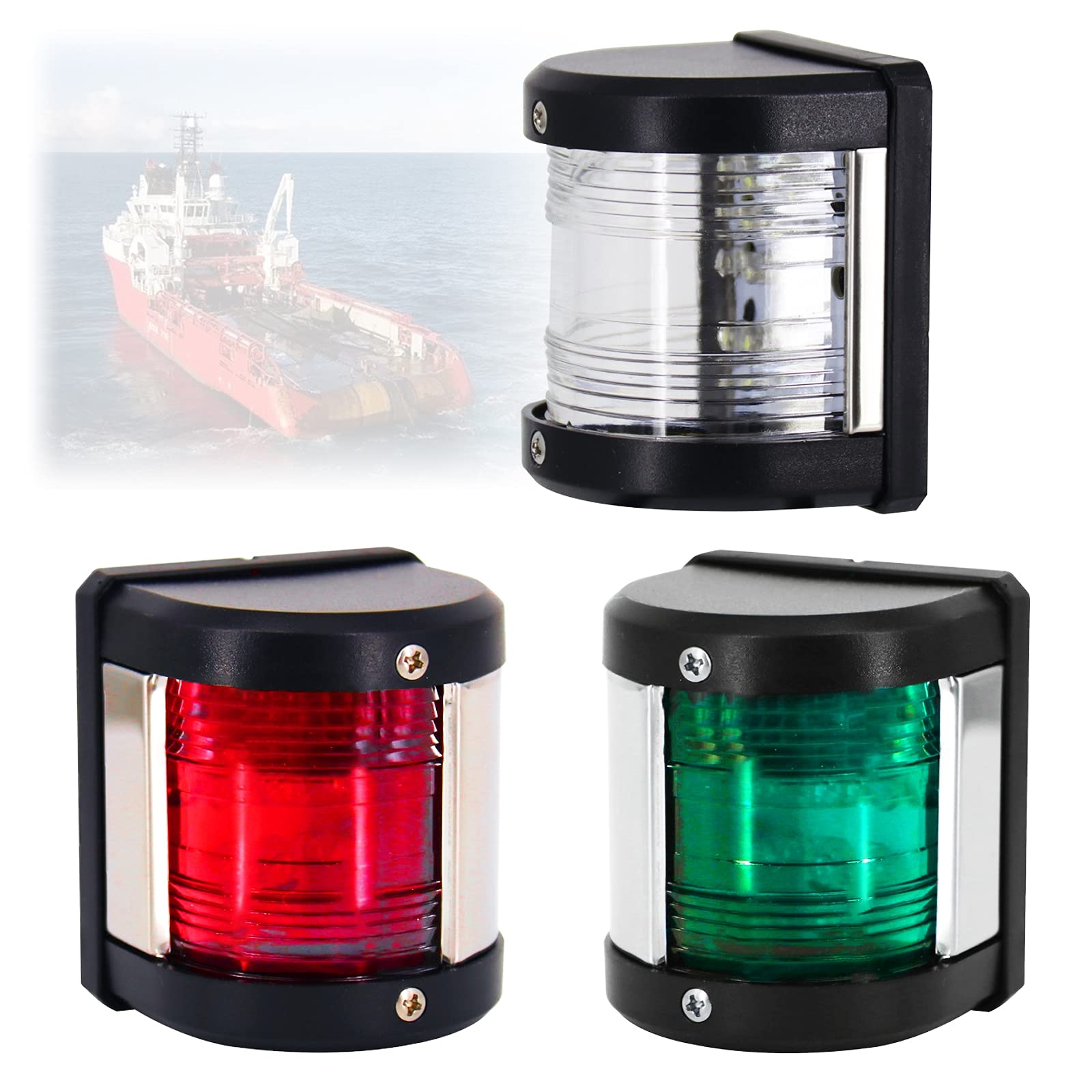 Red & Green LED Navigation Lights 12V10W for Boats & Yachts - Marine Safety