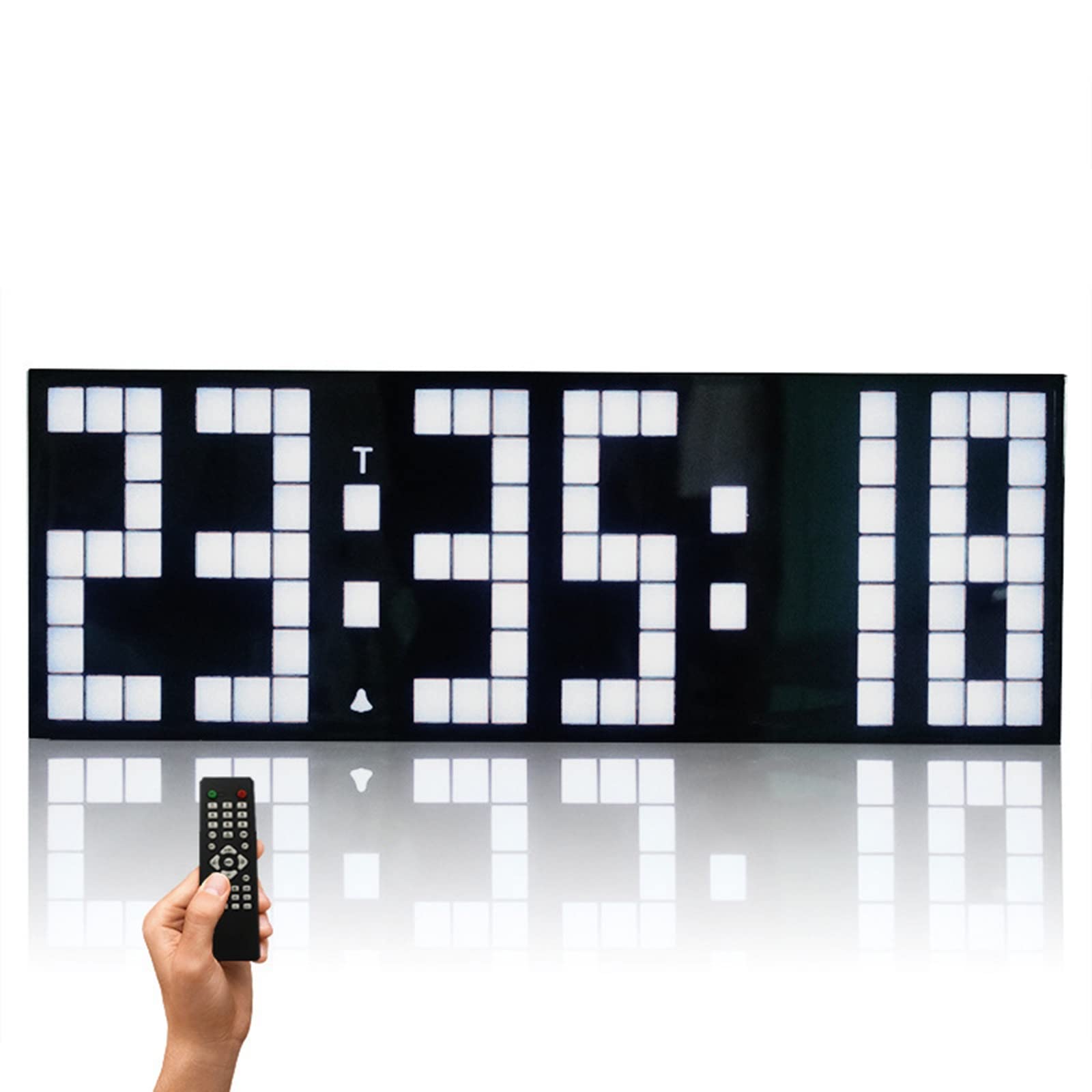 Digital Alarm Clock with Countdown Timer - Multifunctional Wall Clock for Fitness & Exercise, Remote Control, 4 Colors (White) - Perfect for Bedrooms, Gyms & Home Offices
