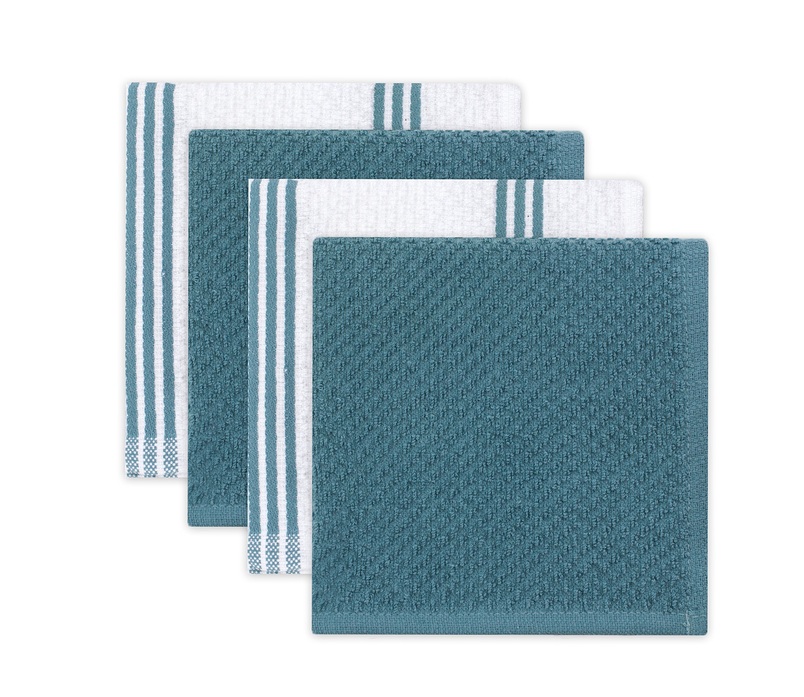 Premium 9-Piece Kitchen Towel Set - 100% Cotton Oeko-Tex Certified Dishcloths, Oven Mitts & Pot Holders with Non-Slip Silicone Grip - Blue - Perfect for Cooking, Baking & Kitchen Cleaning Tasks