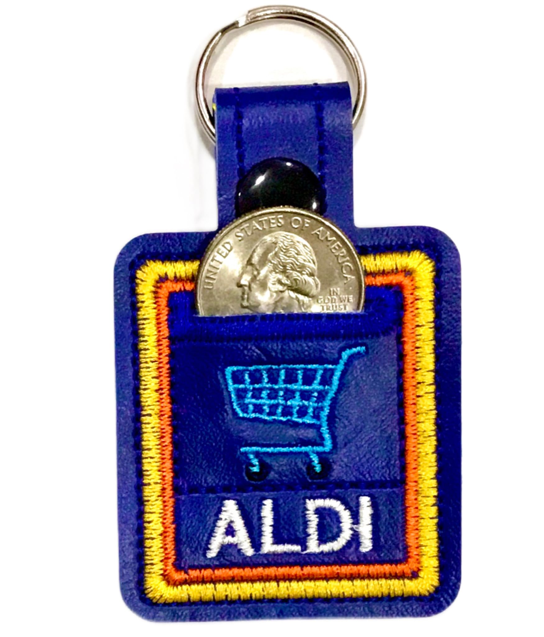 Handmade in USA Aldi Quarter Holder Keychain - Coin Keeper for Shopping Carts | Embroidered Unisex Gift for Grocery Shopping & Convenience