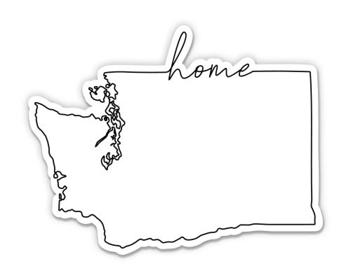 Squiddy Washington Home Vinyl Sticker Decal - Waterproof, Durable Decals for Phone, Laptop, Water Bottle, Notebook, Skateboard (3 Inch Wide) - Perfect for Personalizing Devices, Gifts & Home Decor