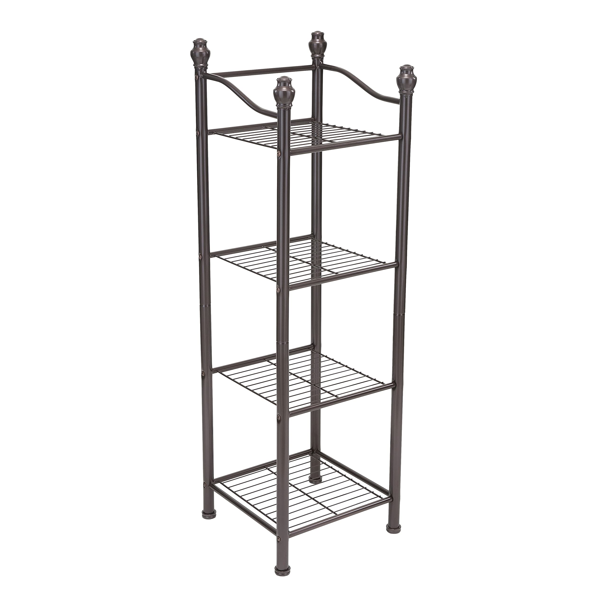 4-Tier Belgium Shelf Tower - Space Saving Bathroom Organizer for Towels & Toiletries | Oil Rubbed Bronze Finish | Easy Assembly | Perfect for Small Bathrooms, Laundry Rooms & Closet Storage