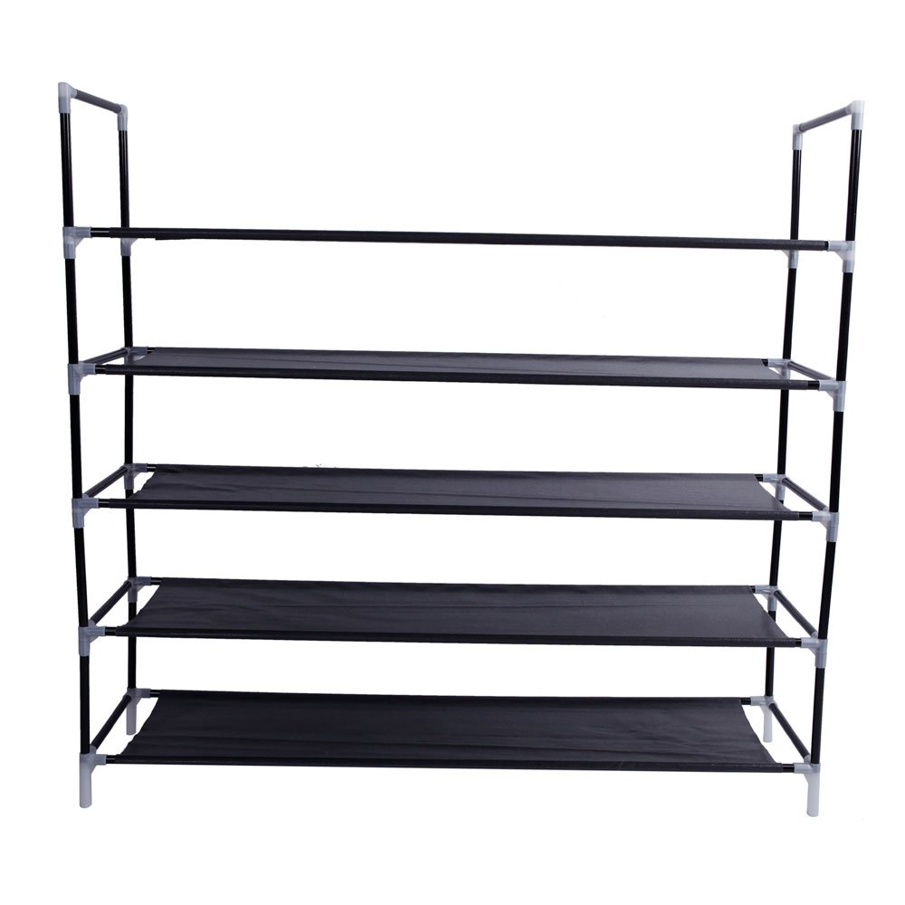5-Tier Space Saving Shoe Rack Organizer - Non-Woven Fabric & Metal Frame Shoe Storage Cabinet with Handle (23