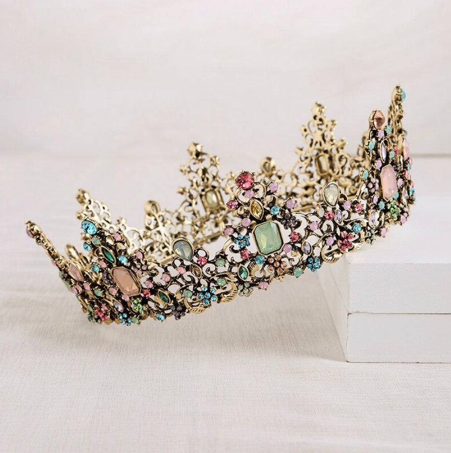 Elegant Colorful Queen Crown Tiara - Perfect for Birthday Parties, Cosplay, and Pageant Events