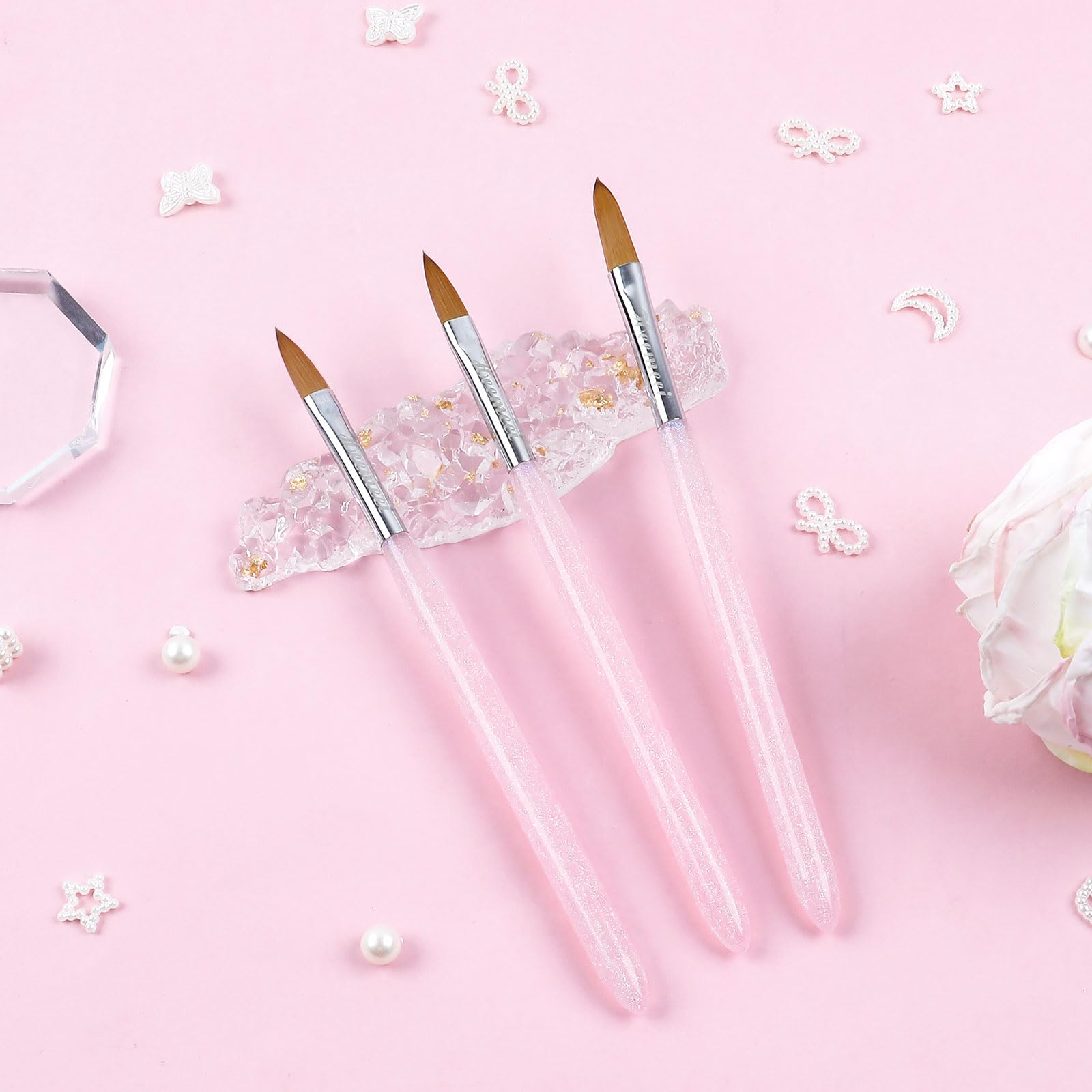 3Pcs Acrylic Nail Brush Set for Nail Art & 3D Carving - Salon & DIY Use