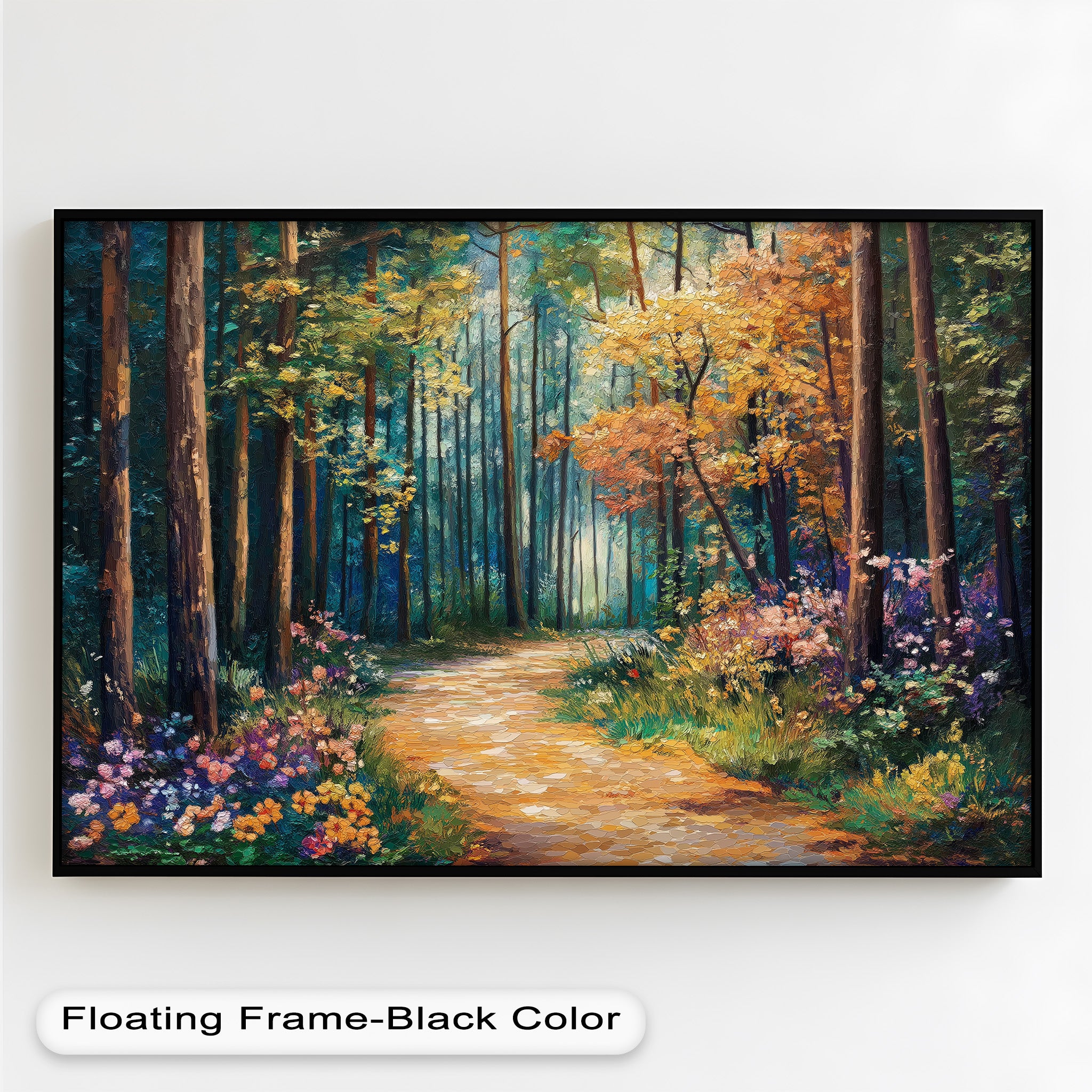 Vibrant Autumn Forest Oil Painting - Handmade Canvas Art for Home Decor, Living Room & Office Wall