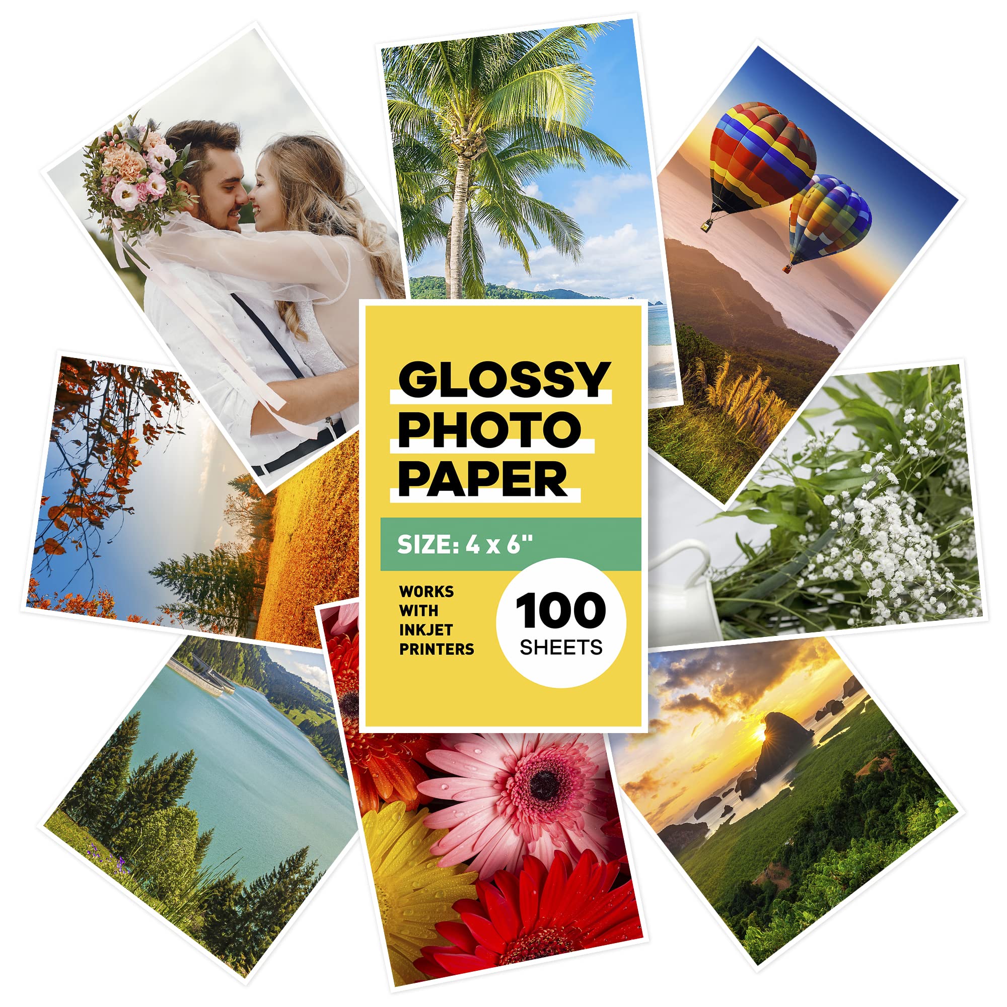 4x6 Glossy Photo Paper (100 Sheets) - Premium Inkjet Printer Paper for High-Quality Photo Printing - Ideal for Home, Office & Professional Photography Use