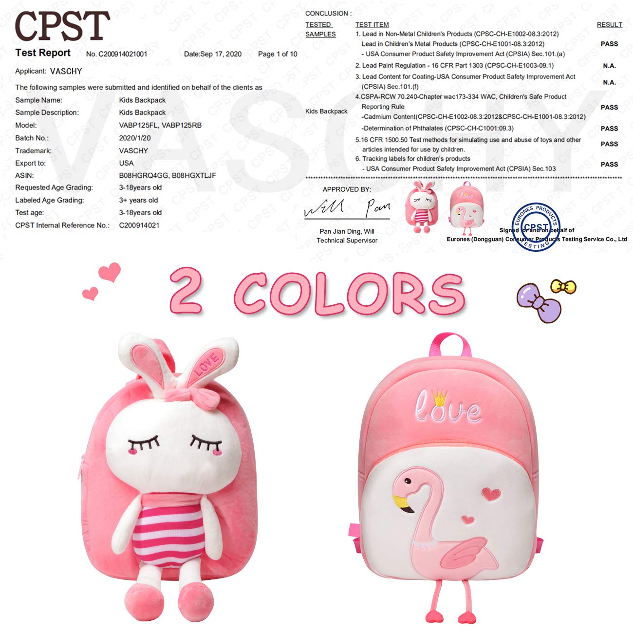 VASCHY Cute Flamingo Toddler Backpack for Girls - Daycare & Travel
