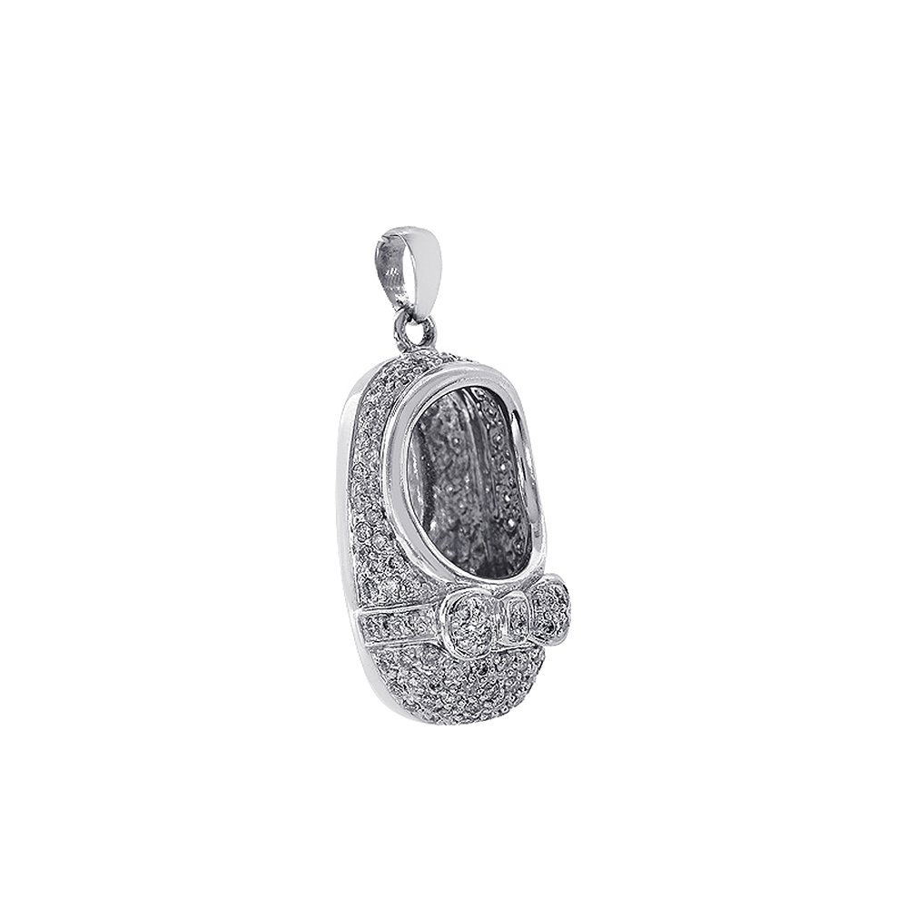 1.00 Carat Round Diamond Baby Bootie Pendant - 14K White Gold with Pavé Setting | Perfect for Christening Gifts, Baby Shower Presents & Newborn Keepsakes | Avital&Co.