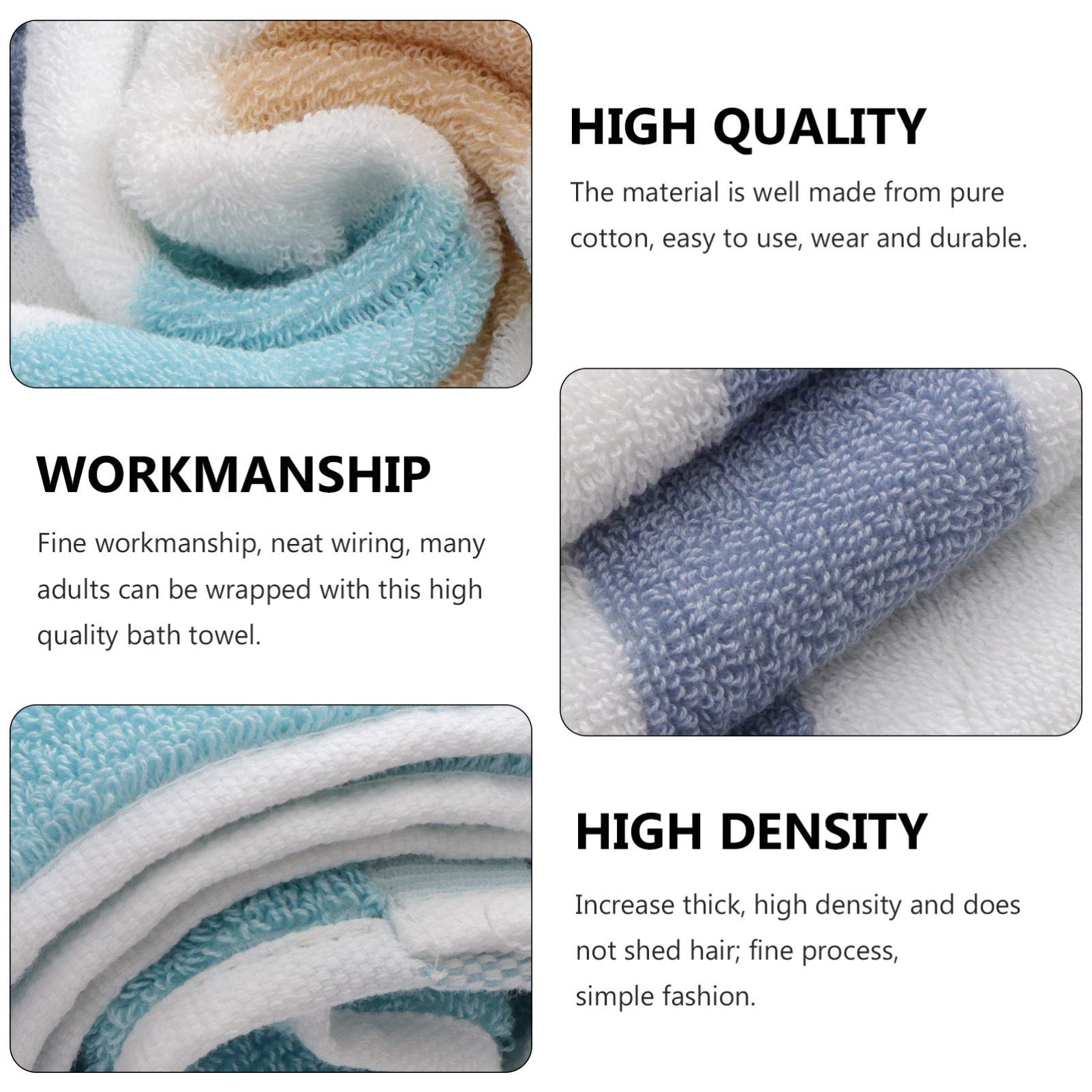 Cabilock 1pc Pure Cotton Striped Baby Bath Towel - Soft Absorbent Infant Towel for Bath Time, Beach, Spa, Hotel & Gym - Quick Dry Home Bath Towel for Newborns & Toddlers
