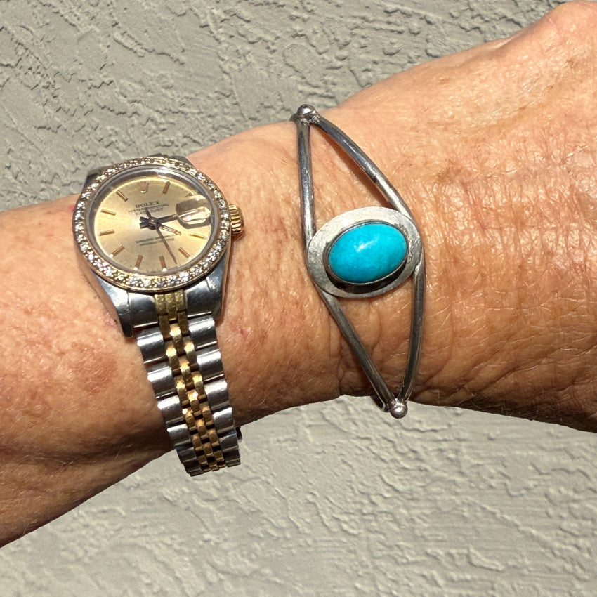 Authentic Navajo Sterling Silver Turquoise Cuff Bracelet - Handmade Native American Jewelry for Women, Fashion Accessories & Boho Style Outfits