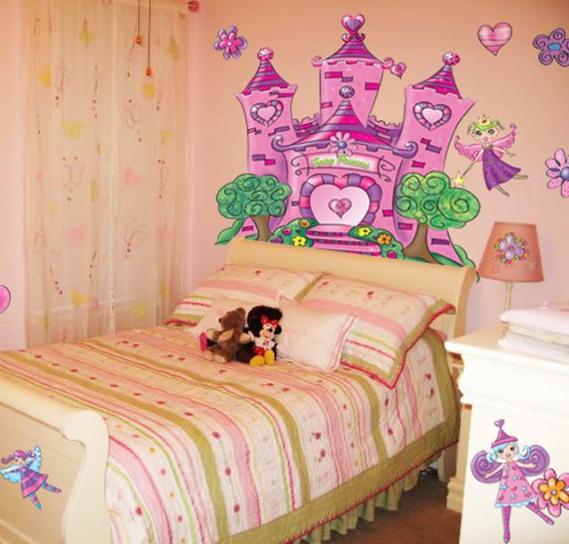 Princess Heart Castle Wall Mural Sticker - Removable Decal for Kids' Room, Nursery, Playroom Decor - Perfect for Bedroom, Birthday Party & Fantasy Themed Events
