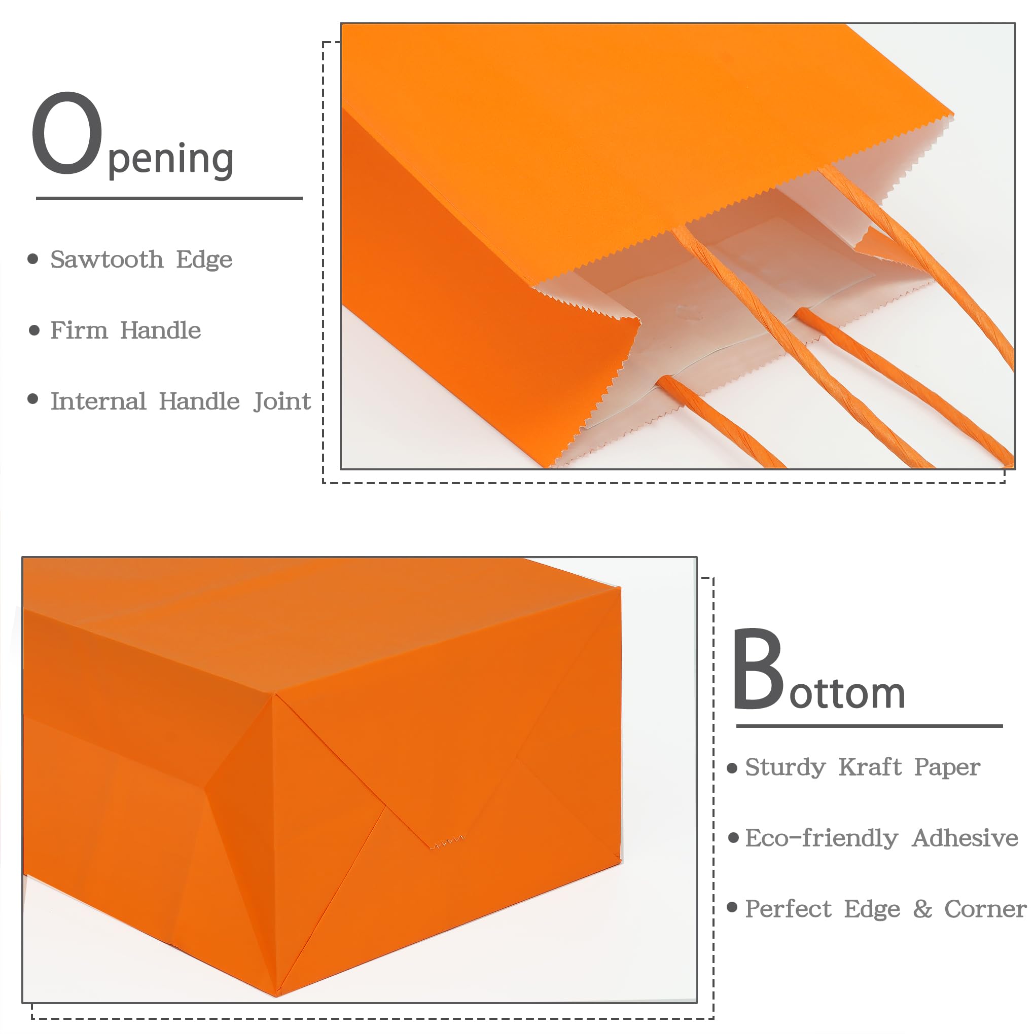 AZOWA 12-Pack Mini Small Kraft Paper Gift Bags with Handles - 4 x 2.4 x 6 Inches, Orange - Perfect for Party Favors, Wedding Decorations, Birthday Gifts & Retail Packaging