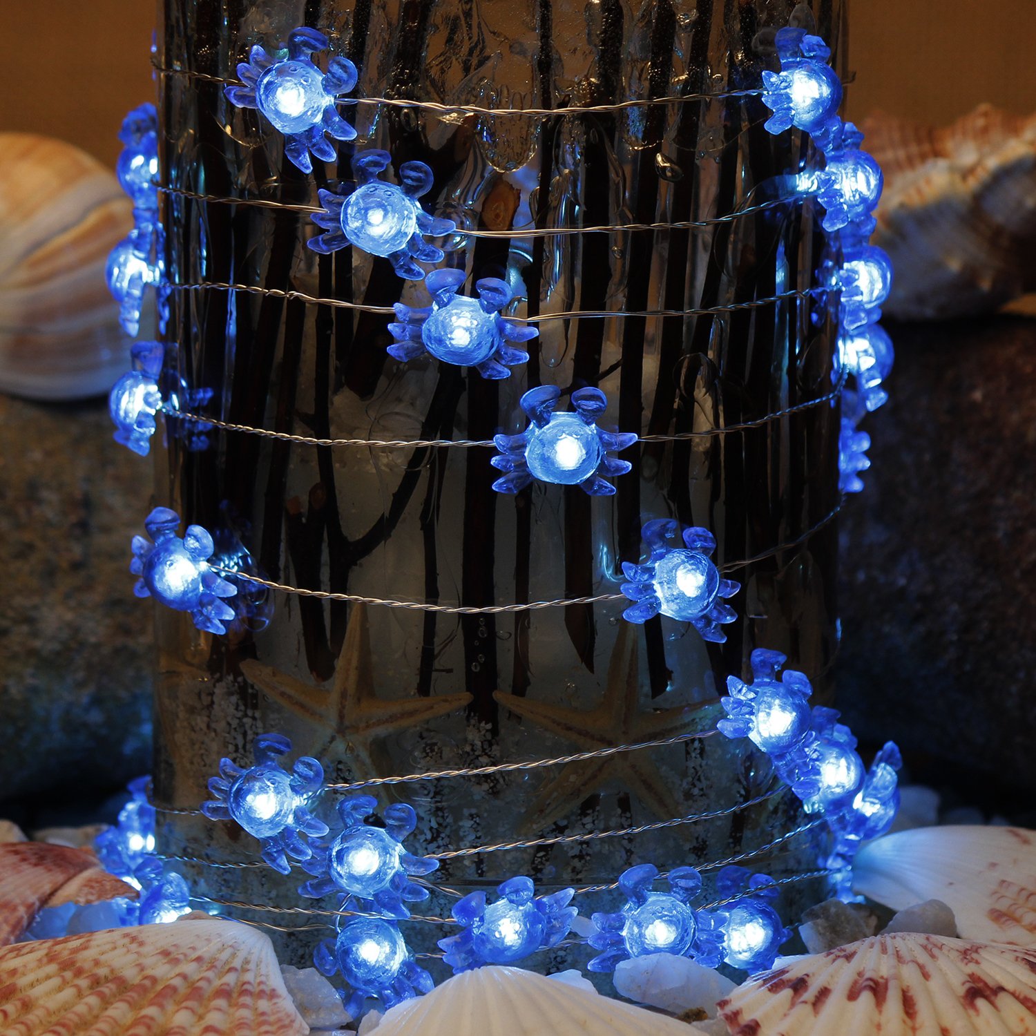 Impress Life Bay Marina Theme Ocean String Lights - 40 LED Blue Crab Decor Lights, 10 ft Length with Remote Control for Indoor & Outdoor Use | Perfect for Weddings, Birthdays, Bedroom, Patio, Parties & Coastal Home Decor