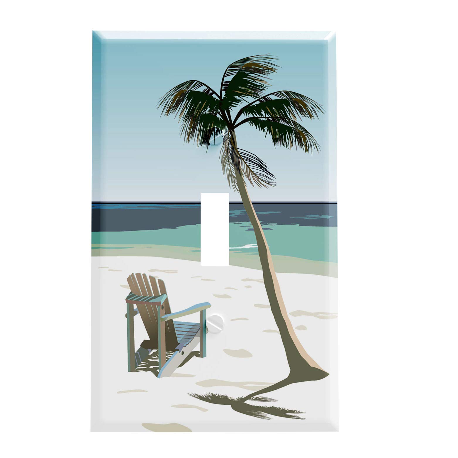 Palm Tree Beach Chair Switch Plate Cover - Decorative Outlet Cover for Coastal & Tropical Home Decor - Perfect for Beach Houses, Bathrooms, and Outdoor Living Spaces