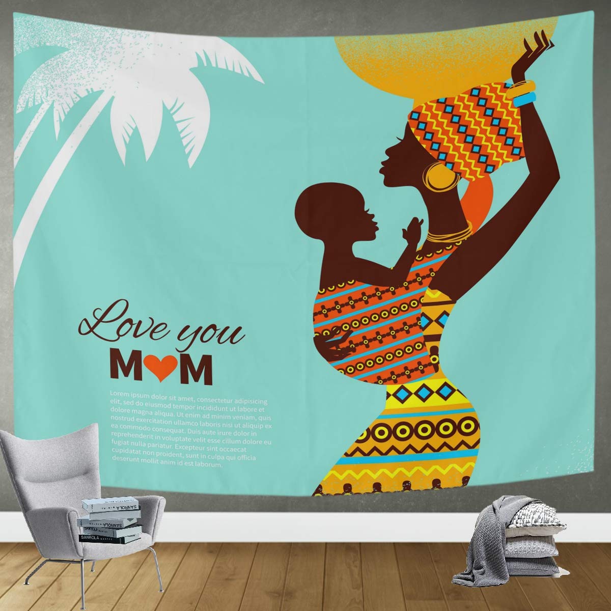 DOMIKING Black African Mother Wall Tapestry - 80x60in Bohemian Bedroom Decor, Living Room Wall Art for Home Aesthetic | Perfect for Dorm, Apartment & Festival Decorations