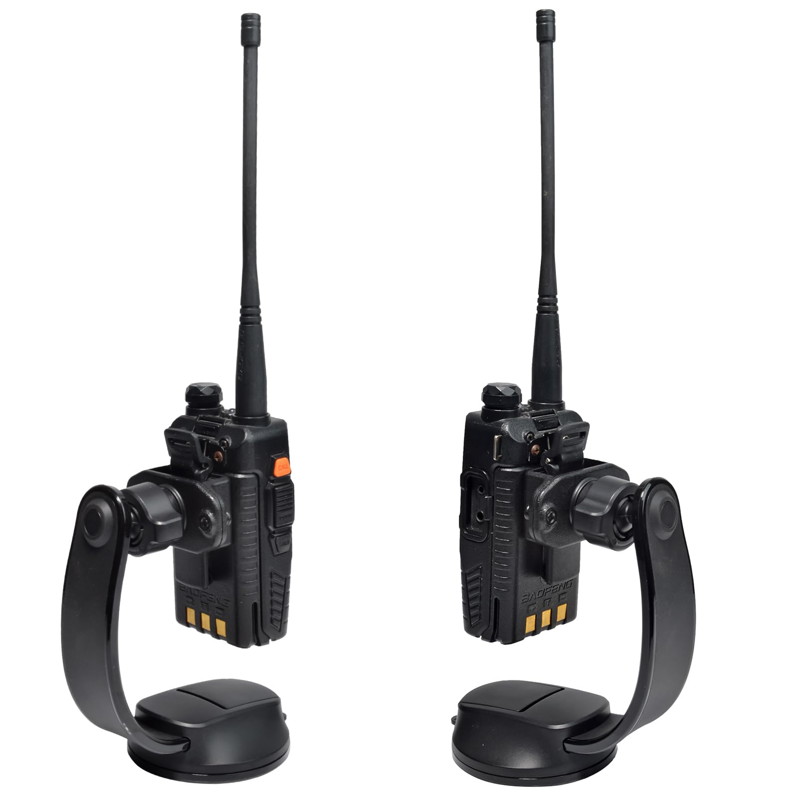 HYS Walkie Talkie Holder - Adjustable Suction Cup Mount with Back Clip for QUANSHENG UV-K5, Baofeng UV5R, Motorola Talkabout TLKR Radios | Perfect for Construction, Hiking & Emergency Communication