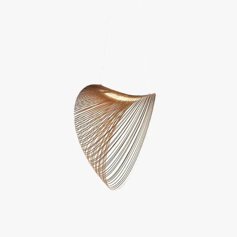 Vintage Wooden Spiral Shell Pendant Light - Handcrafted Boho Ceiling Fixture for Living Room, Bedroom, or Dining Room Decor