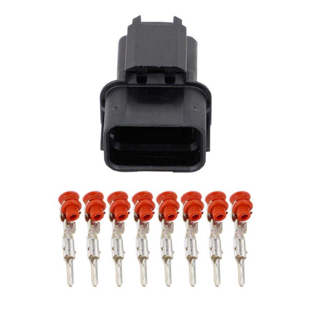 8 Pin Waterproof Connector Set with LED Headlight & Speaker Plug - Terminals 6189-7423 & 6181-6850 - Ideal for Motorcycle, ATV & Marine Electrical Wiring Upgrades