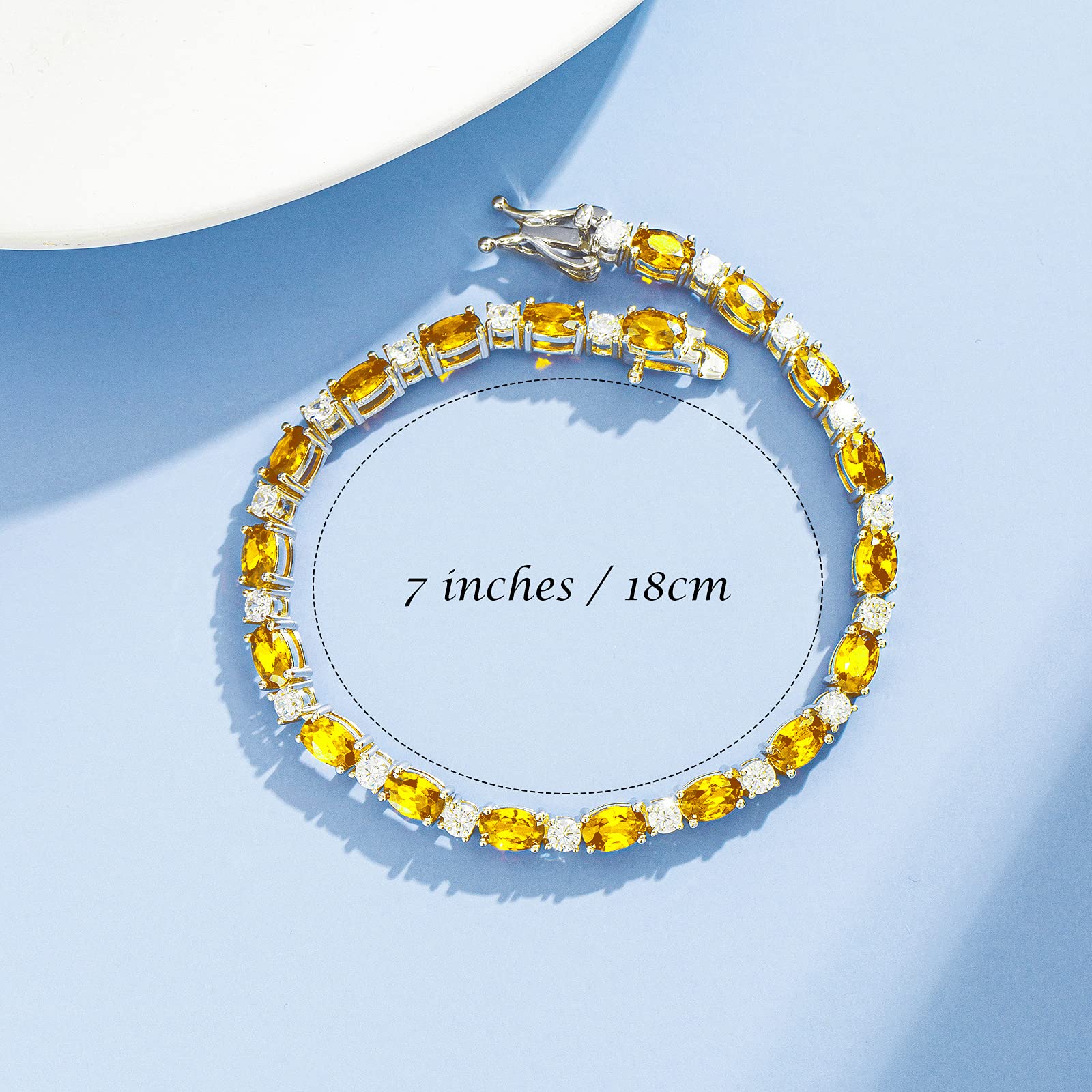 FANCIME Sterling Silver Birthstone Tennis Bracelet - Elegant Charm Bracelet for Women & Mom, 7