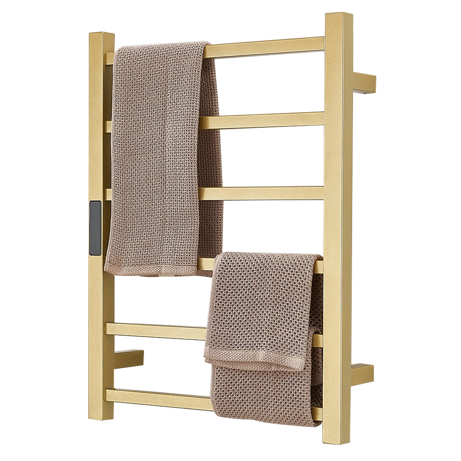 Premium Stainless Steel Electric Heated Towel Warmer - 6-Bar Wall Mounted Towel Rail with Timer | Gold Bathroom Accessory for Spa-Like Luxury | Perfect for Bathrooms, Saunas & Luxury Home Use