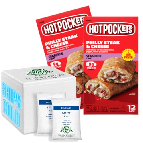 Salutem Vita Hot Pockets Frozen Snacks - Philly Steak & Cheese, 12 Regular Sandwiches (Pack of 2) | Quick Microwave Meals for Busy Families, Office Lunches & Late Night Snacks