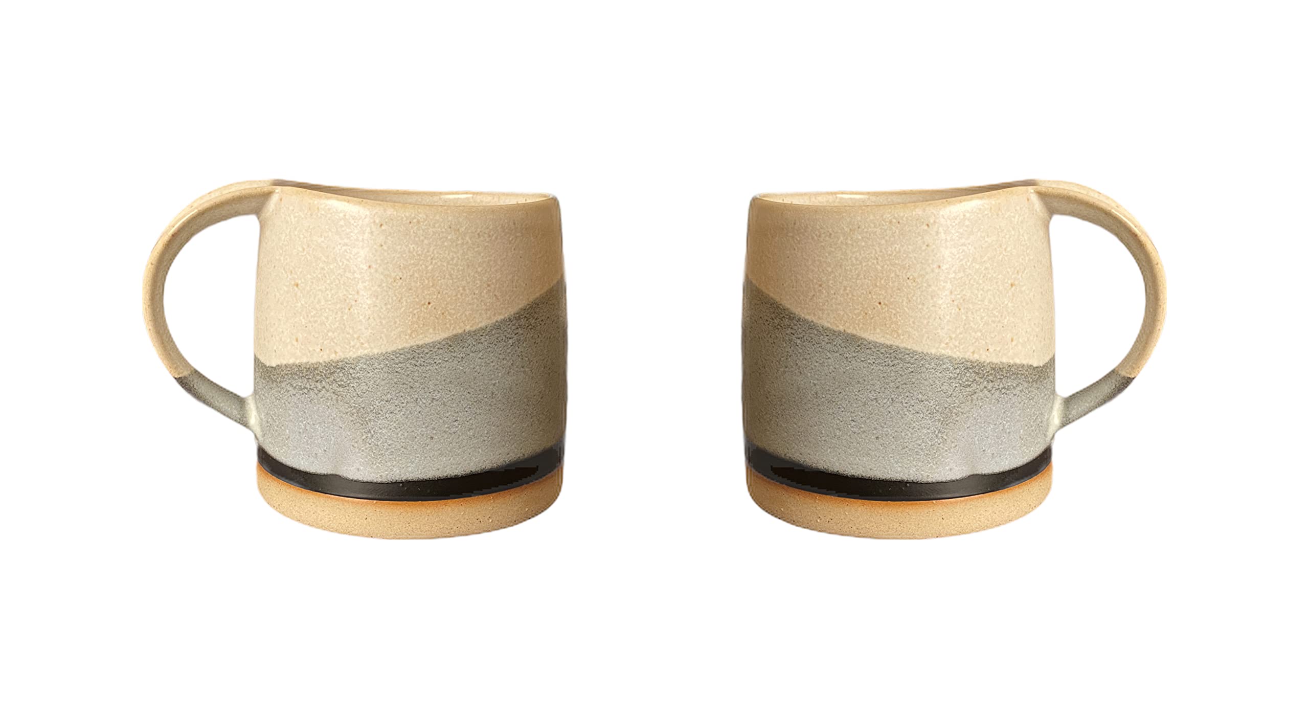 Vintage Japanese Style Ceramic Coffee Mug Set - 2 Pack 12oz Stoneware Cappuccino & Matcha Cups - White Glazed Tea & Coffee Mugs for Home, Office, Gift Giving - Eco-Friendly Durable Dishwasher Safe