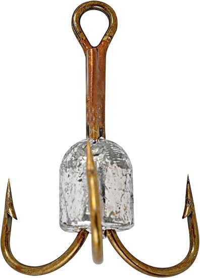 Danielson Weighted Snagging Treble Hook - Bronze Size 10/0 for Saltwater Fishing, Bass Fishing & Heavy Duty Angling
