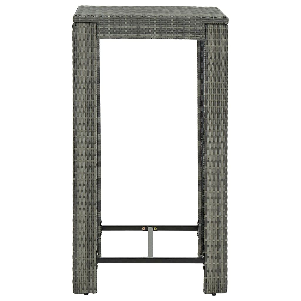 Square Outdoor Bar Table 23.8x23.8x43.5 Inch - Modern Poly Rattan Patio Table for Backyard, Balcony, Poolside & Garden - Gray Weather-Resistant Card Table (Perfect for Entertaining, BBQs & Outdoor Dining)