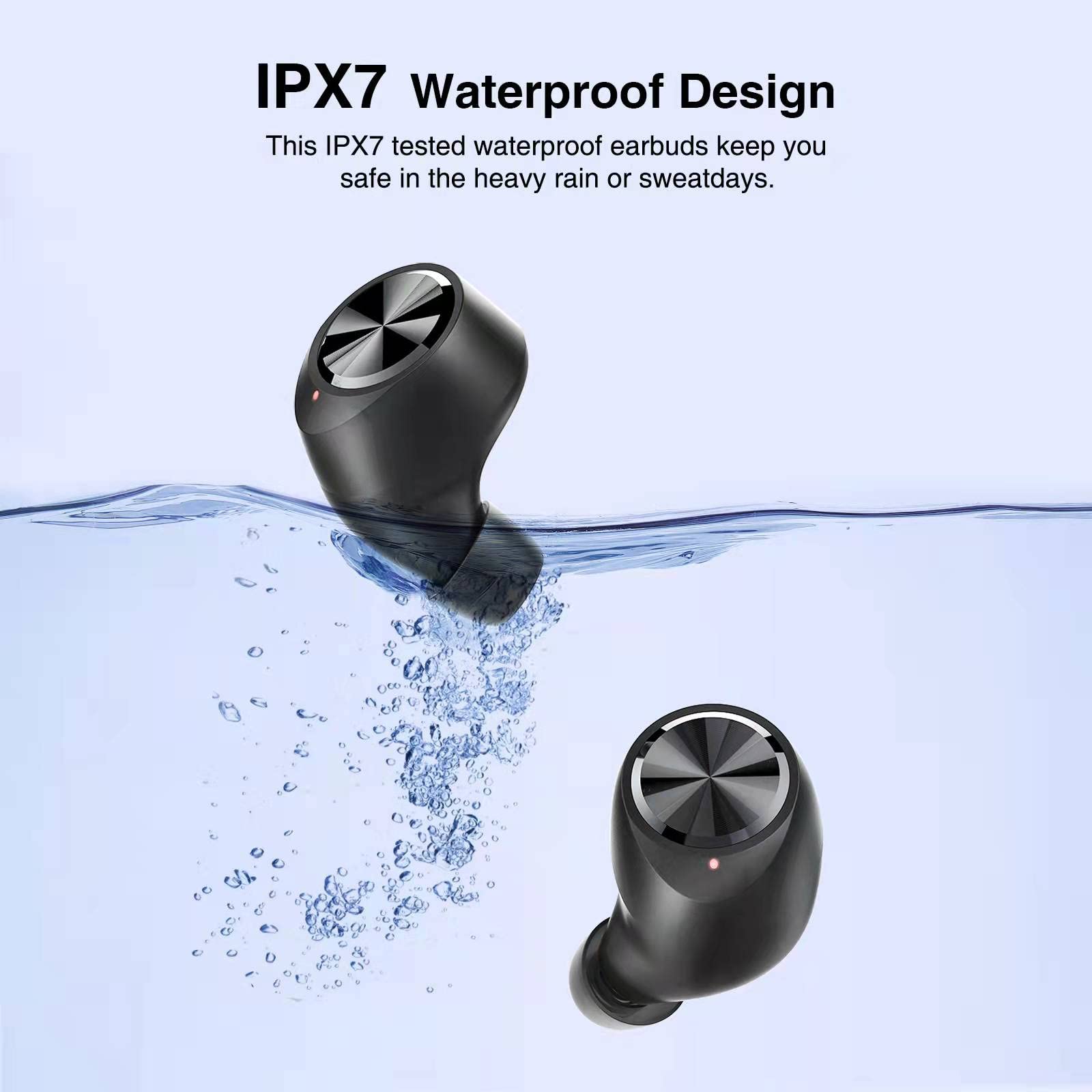 Aruind® True Wireless Earbuds Bluetooth 5.0 Headphones - 160H Playtime, IPX7 Waterproof, CVC 8.0 Noise Cancelling, Deep Bass - LED Power Display, Built-in Mobile Power - Perfect for Sports, Workouts, Running & Travel