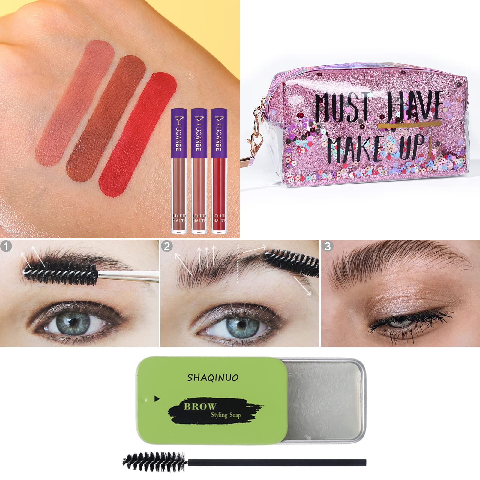 39 Colors Nude & Smokey Eyeshadow Palette Makeup Set - Complete Kit with Liquid Foundation, Concealer Brush, Mascara, Eyeliner, Matte Lipstick, Eyebrow Gel & Sponges | Perfect for Daily Makeup, Party Looks & Gift Giving
