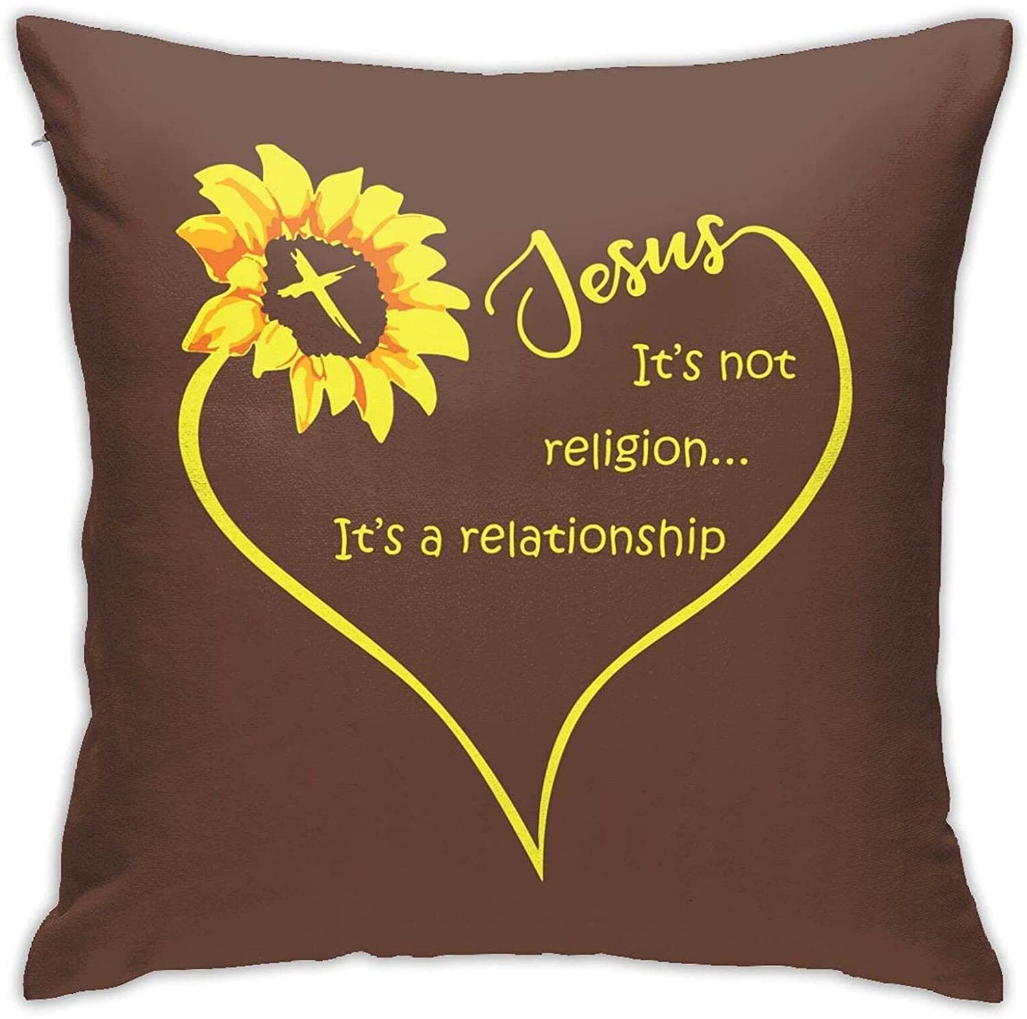Jesus Christian Cross Sunflower Throw Pillow Covers 16x16 Inch - Religious Home Decor for Sofa, Couch & Bedroom - Soft Decorative Pillow Cases for Christian Gifts & Farmhouse Style Decorations