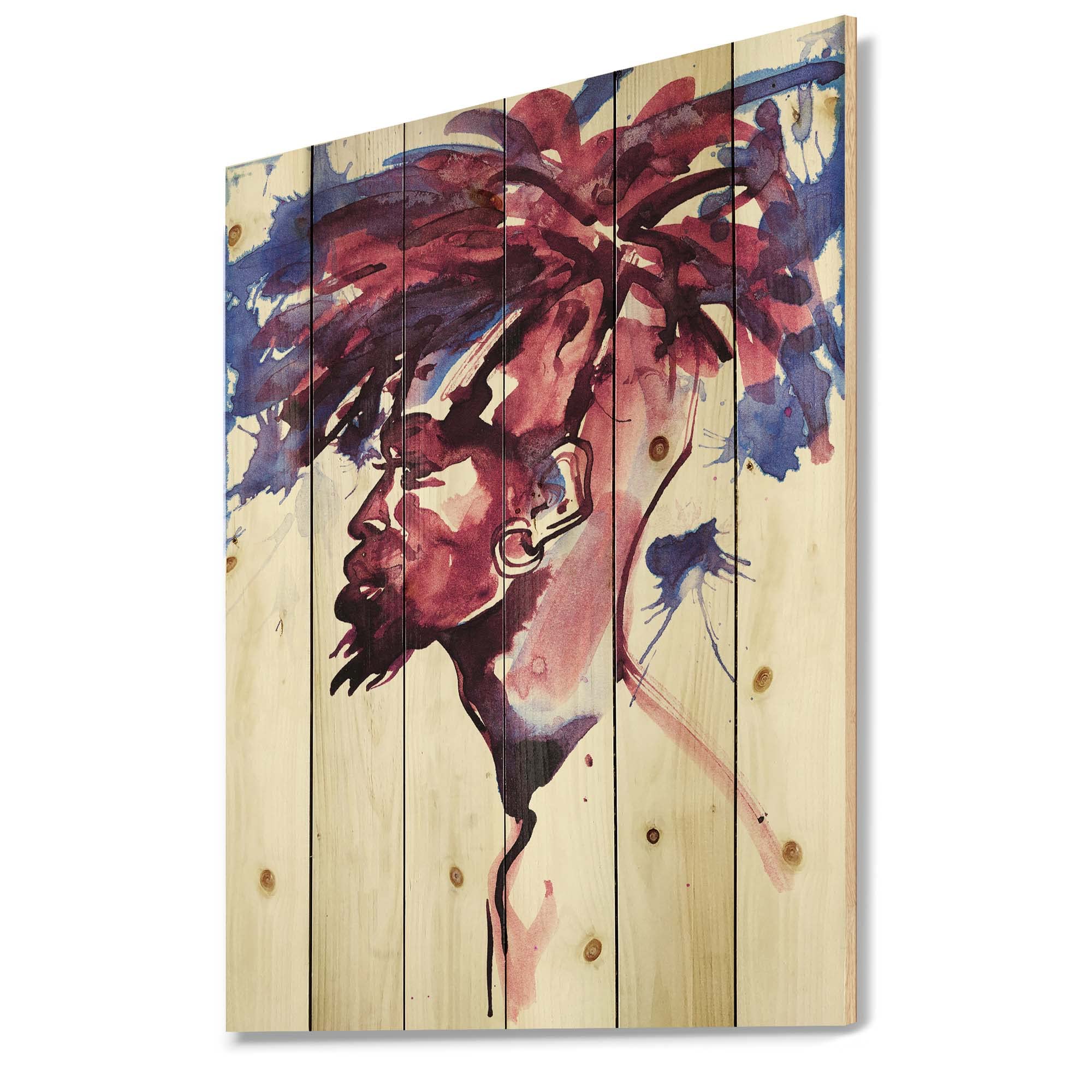 African Man Wood Wall Art - Modern Portrait Decor for Living Room