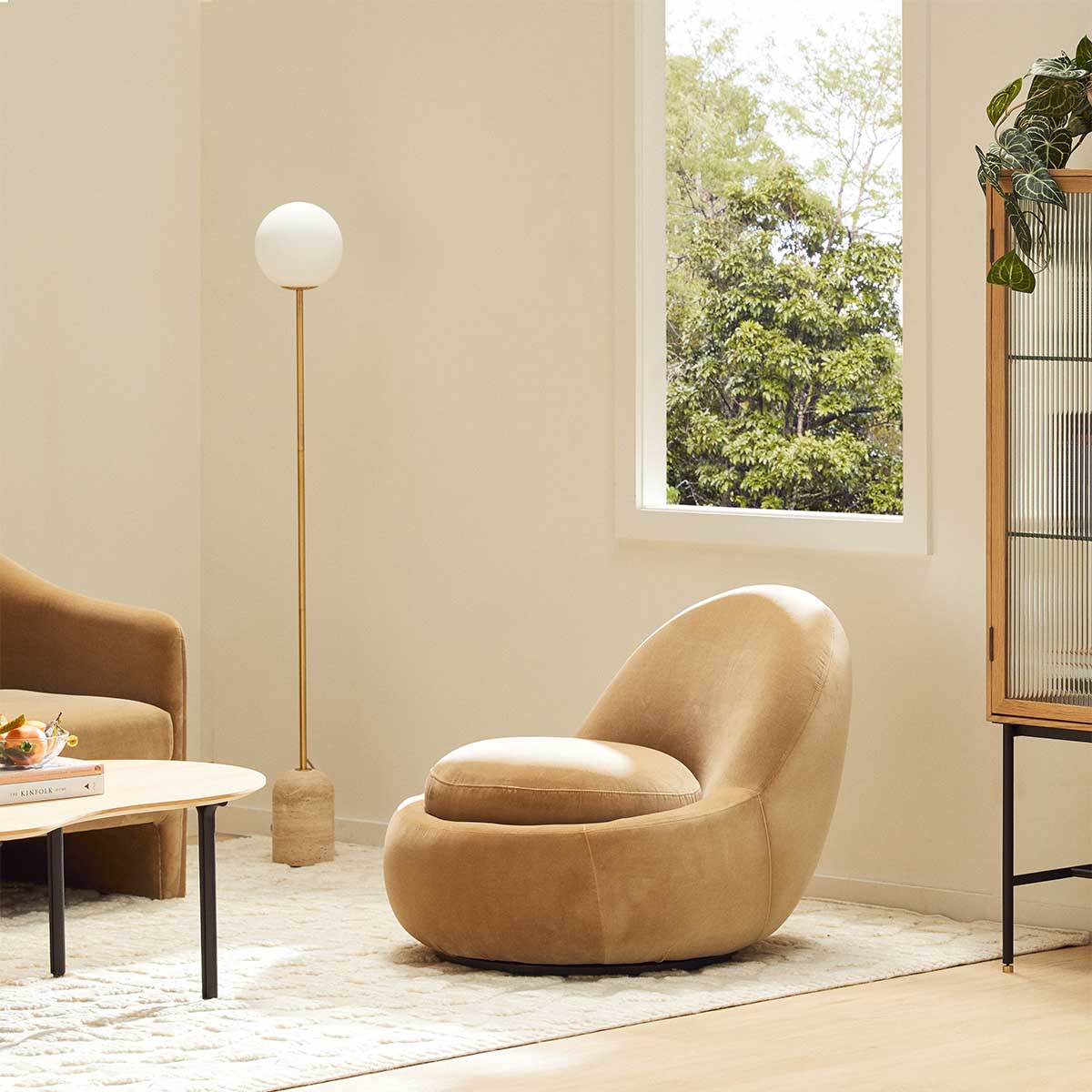 Babette Velvet Swivel Armchair - Modern Accent Chair with 360° Rotation for Living Room, Bedroom & Office - Soft Upholstered Lounge Chair for Home Decor