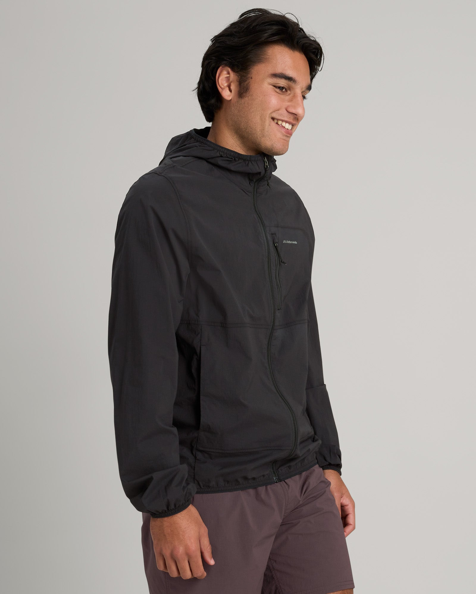 Men's EVRY Where Stretch Windbreaker Jacket - Lightweight Waterproof Running Hoodie for Outdoor Sports & Travel (Black Stingray) | Perfect for Hiking, Jogging & Casual Wear