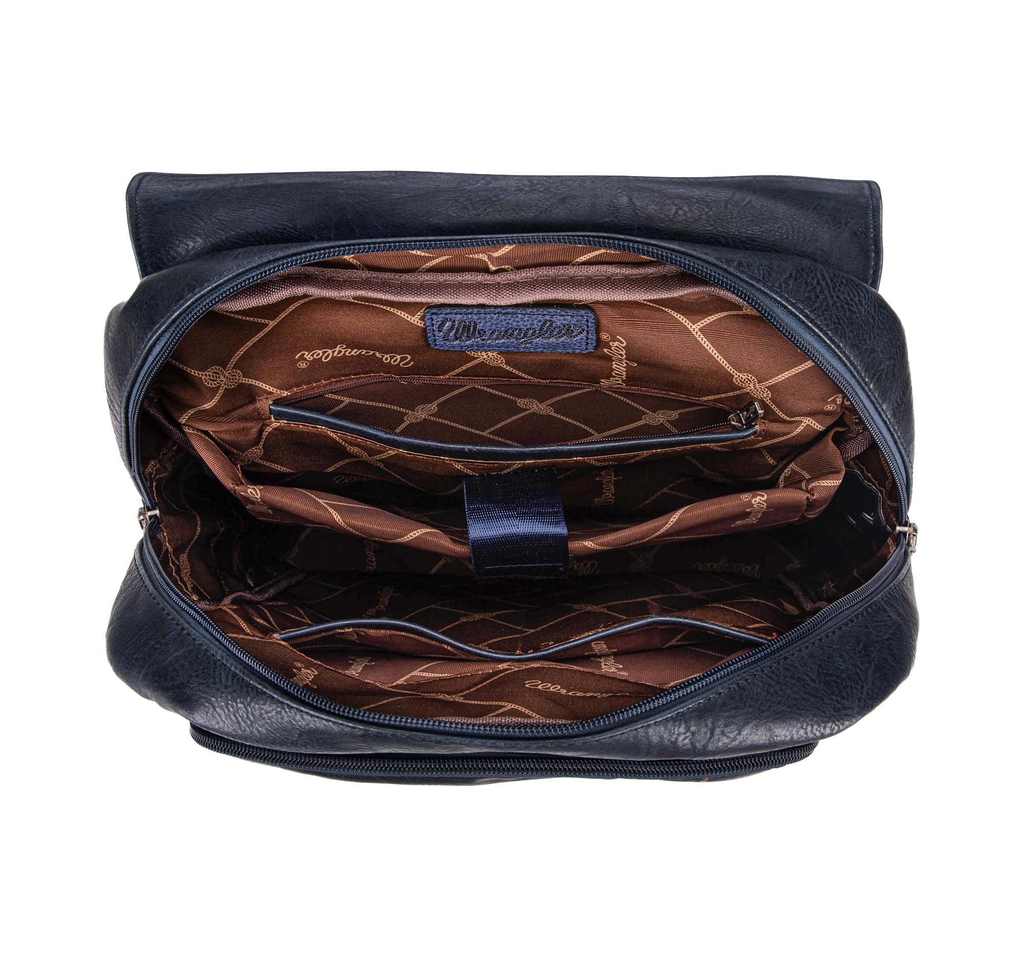 Wrangler Vegan Leather Laptop Backpack for Women & Men - Navy Blue College & Travel Backpack for Work, School, Commuting & Outdoor Adventures