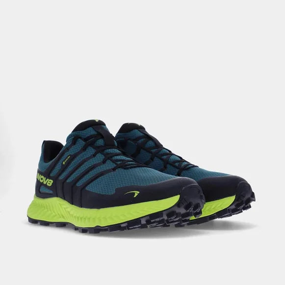 INOV8 Men's Roclite GTX Waterproof Hiking Boots - Dark Ocean/Black/Lime | Lightweight Trail Running Shoes for Outdoor Adventures & Mountain Climbing